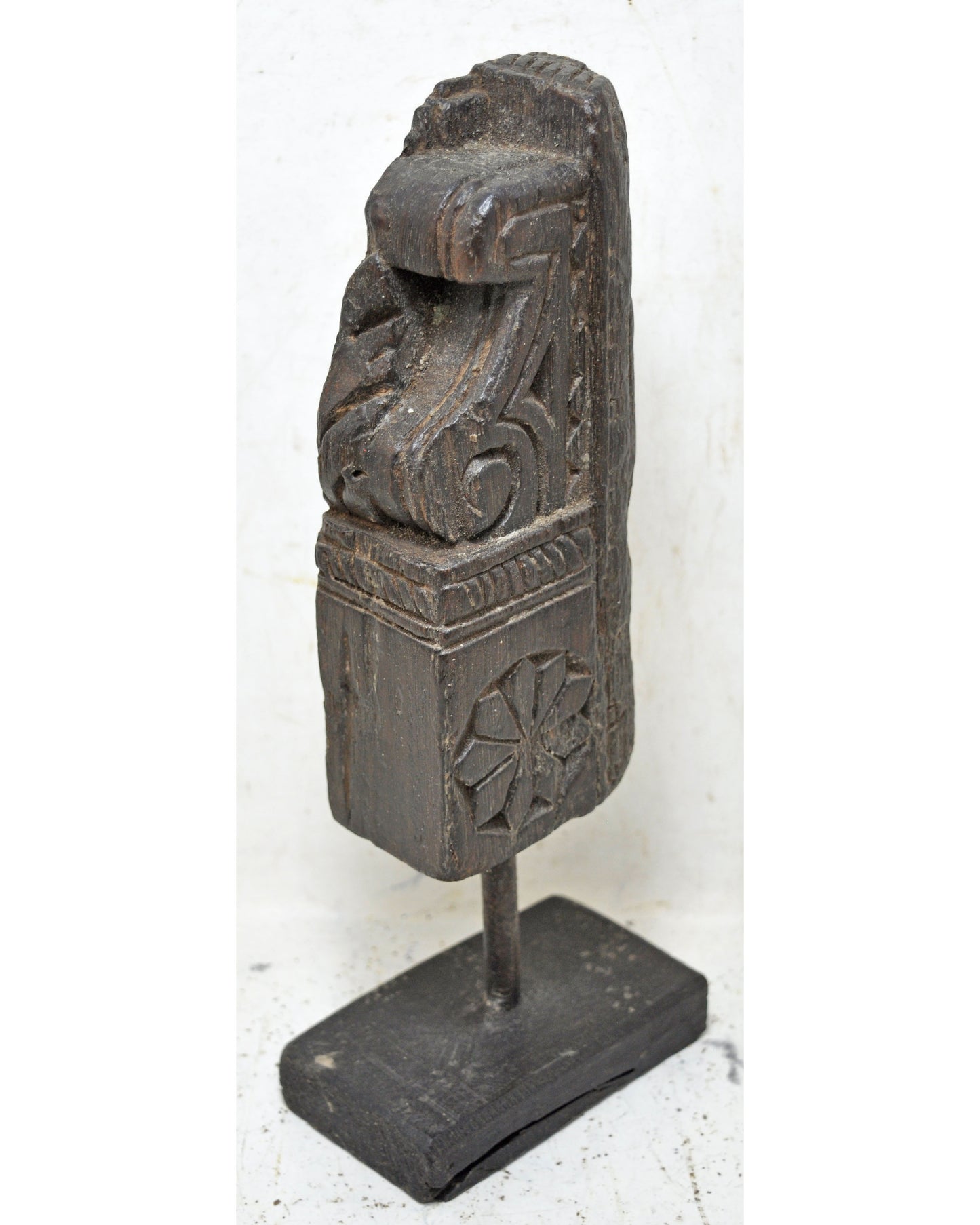 Antique Wooden Bracket Carving On Stand Original Old Hand Carved
