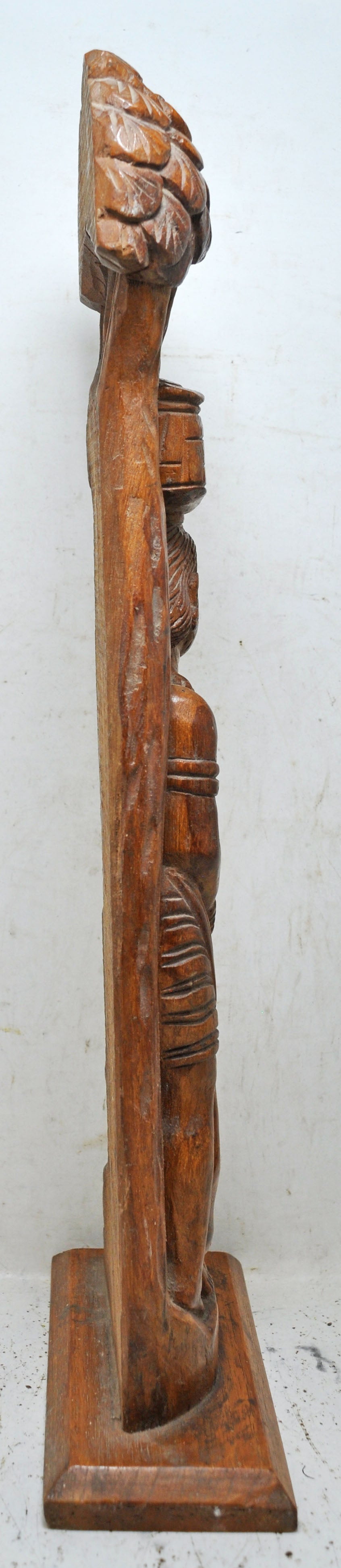 Antique Wooden Tall Woman and Man Figurine Original Old Fine Hand Carved