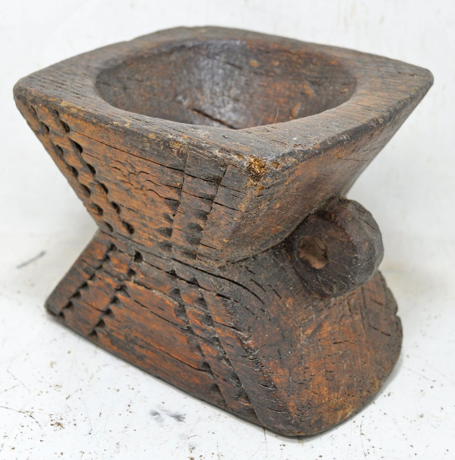 Antique Wooden Agricultural Seed Holder Bijni Original Old Hand Carved