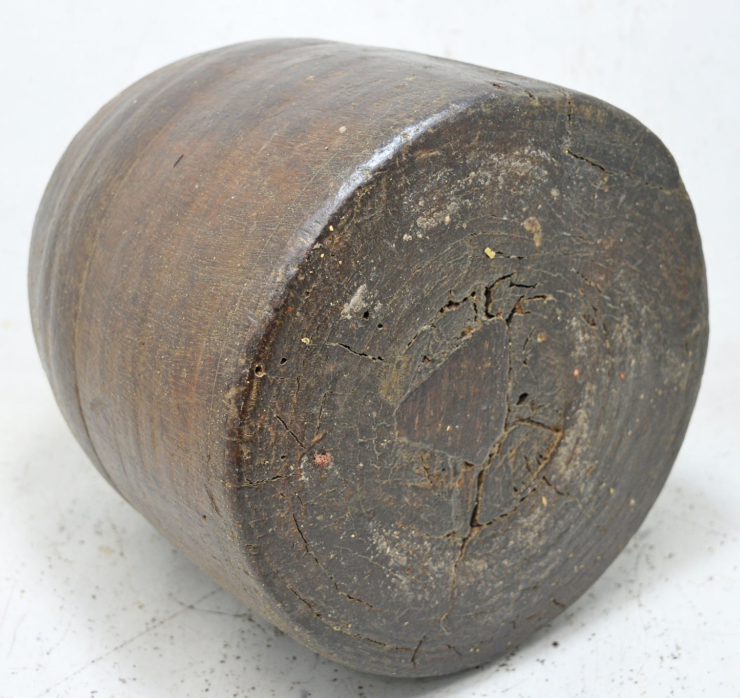 Antique Wooden Mana Grain Measurement Pot Original Old Hand Carved