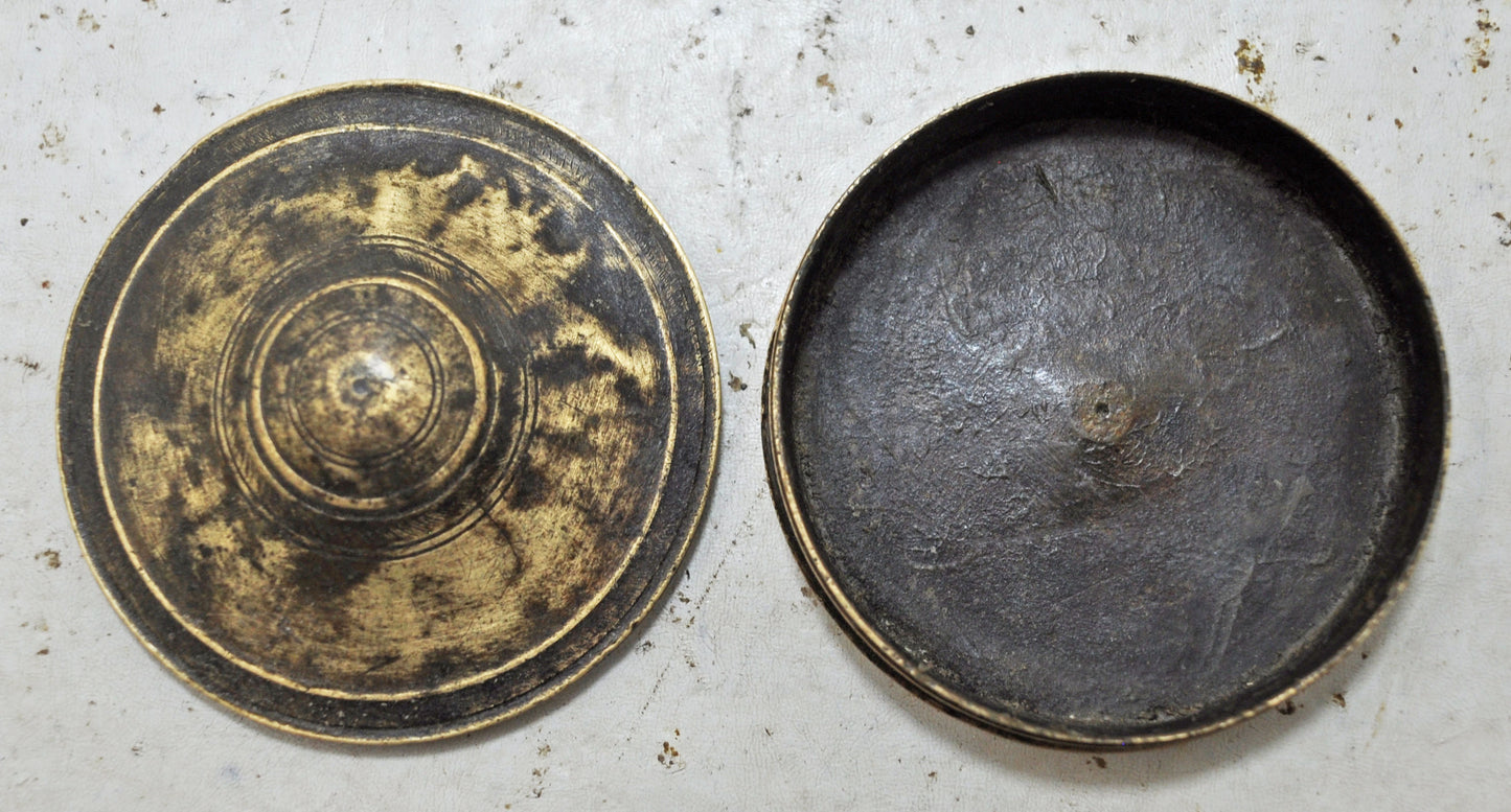 Antique Brass Small Kum Kum Powder Tika Box Original Old Hand Crafted