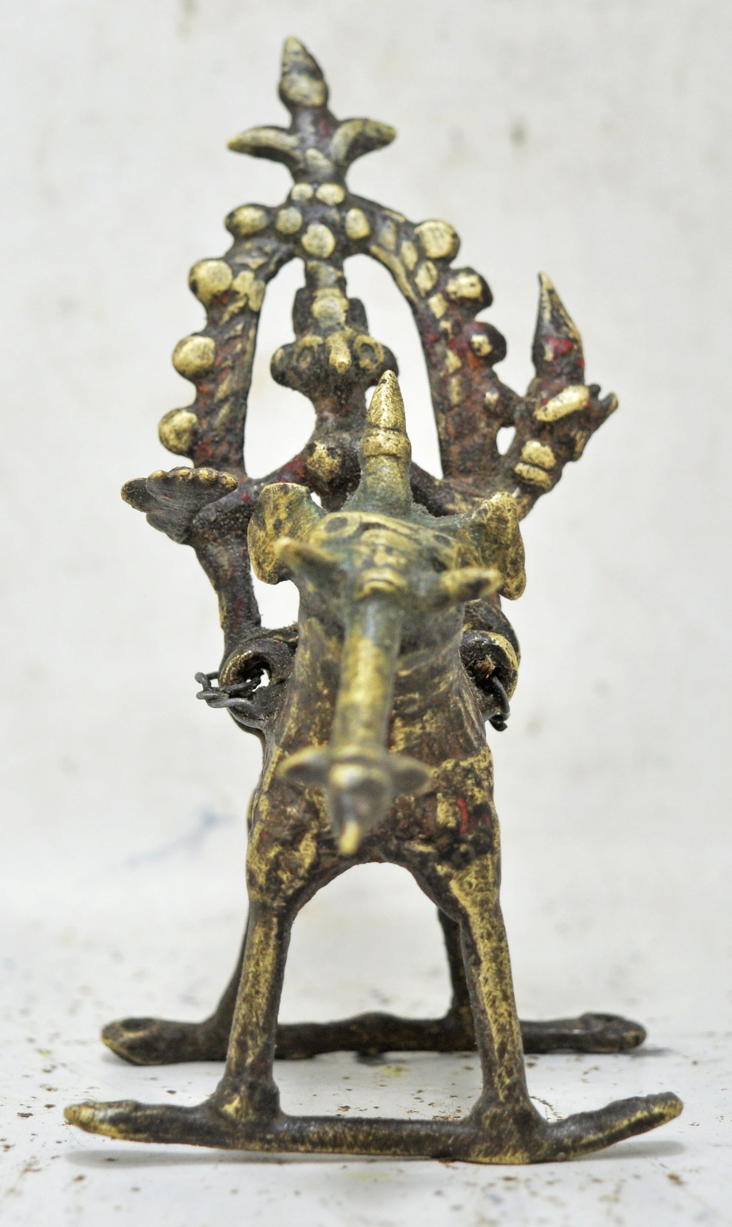 Antique Brass Elephant With Rider Figurine Original Old Fine Engraved