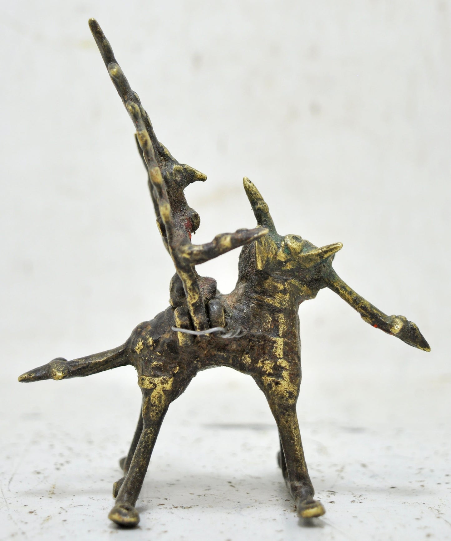 Antique Brass Elephant With Rider Figurine Original Old Fine Engraved