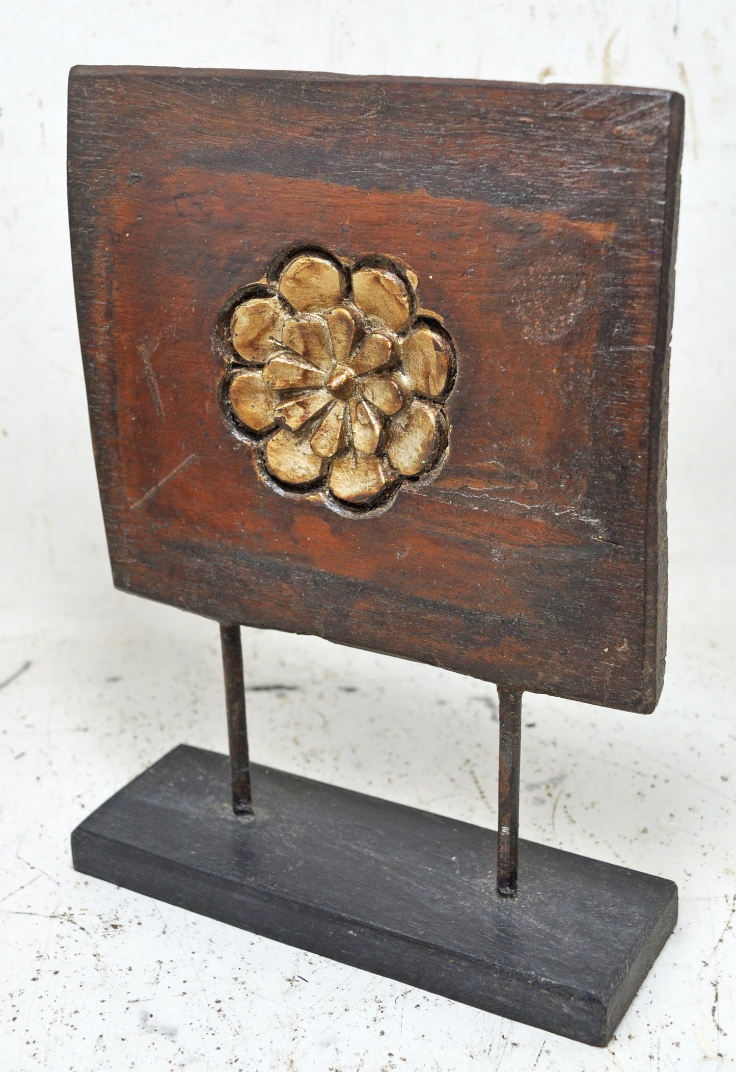 Antique Wooden Floral Carving Panel Plaque Original Old Hand Carved