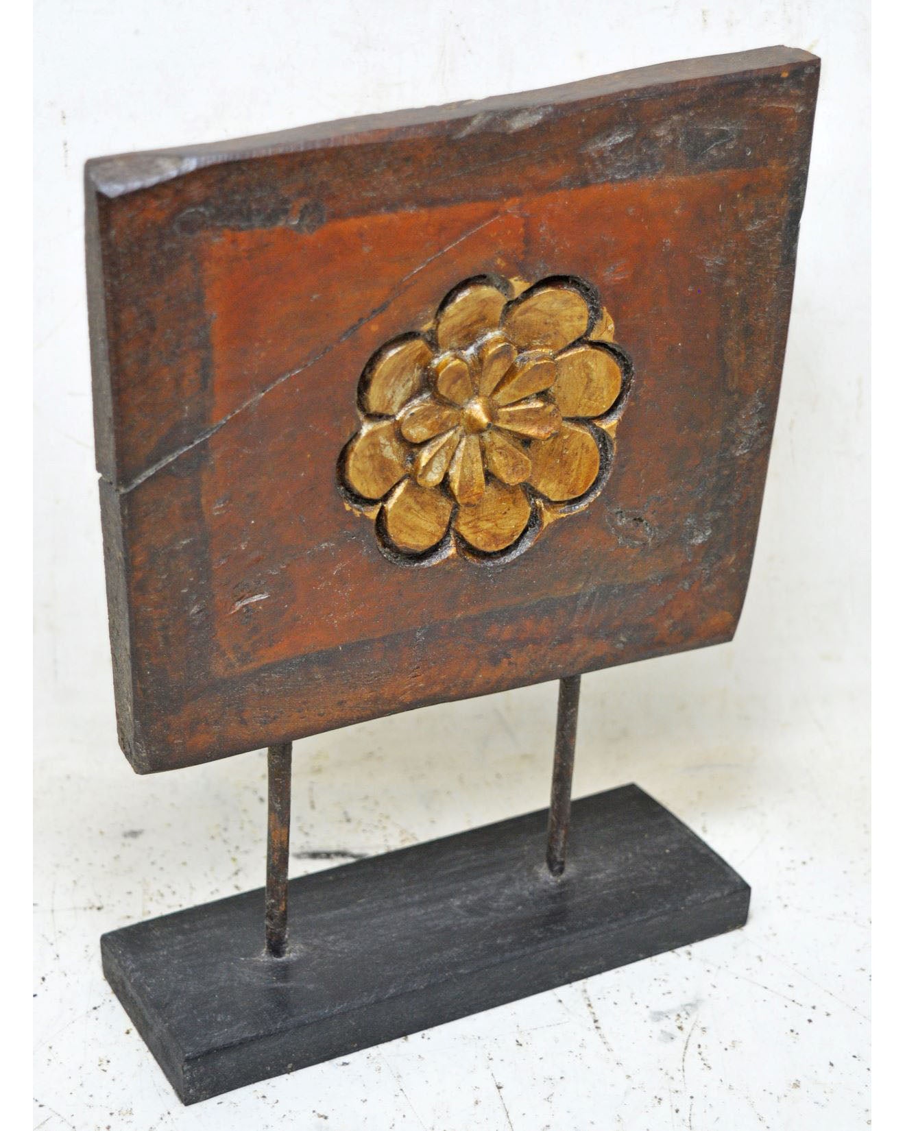 Antique Wooden Floral Carving Panel Plaque Original Old Hand Carved