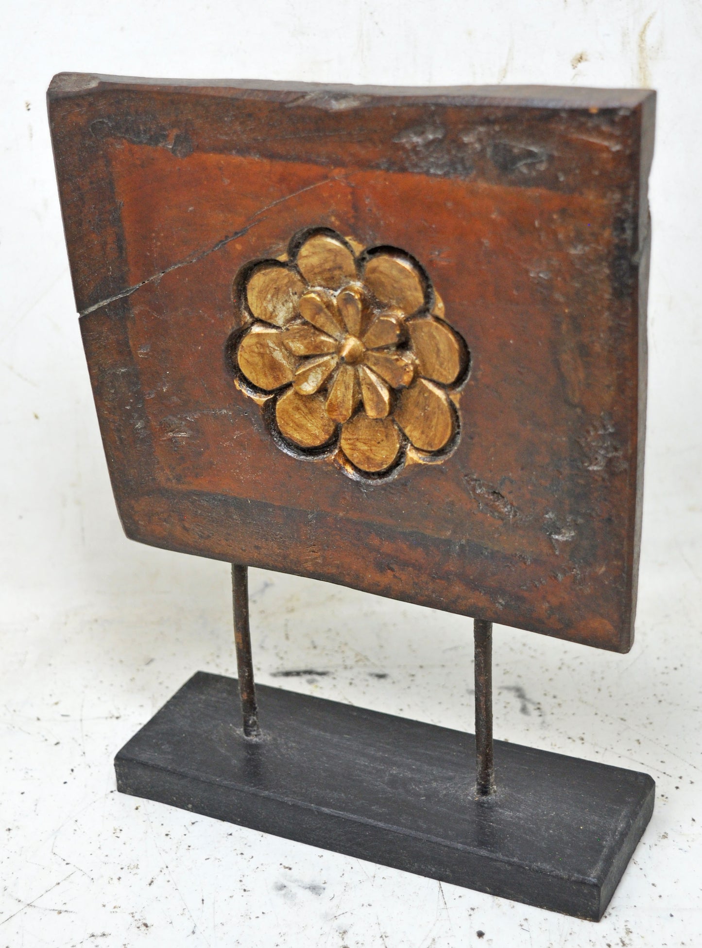 Antique Wooden Floral Carving Panel Plaque Original Old Hand Carved