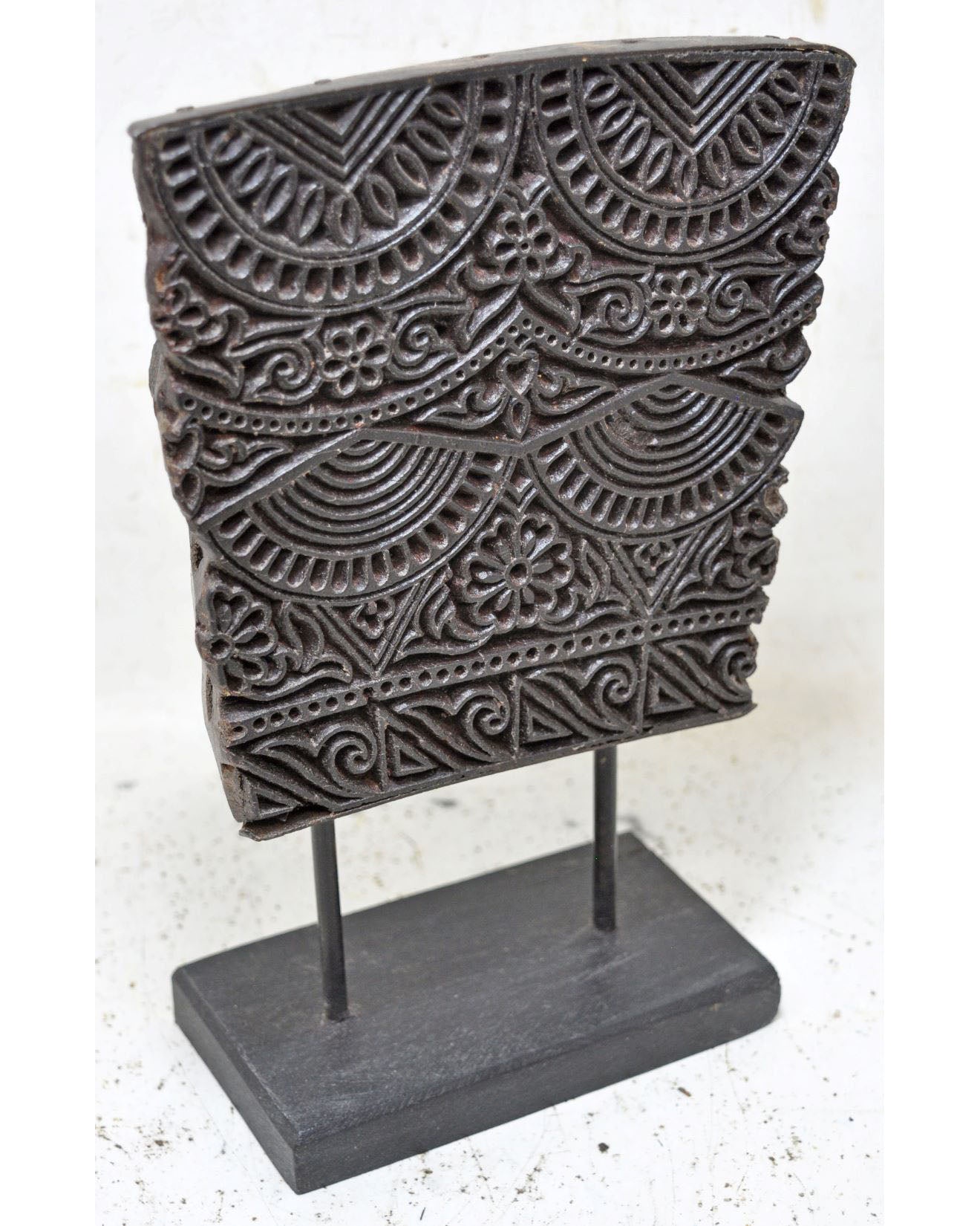 Antique Wooden Textile Printing Block Original Old Fine Floral Hand Carved