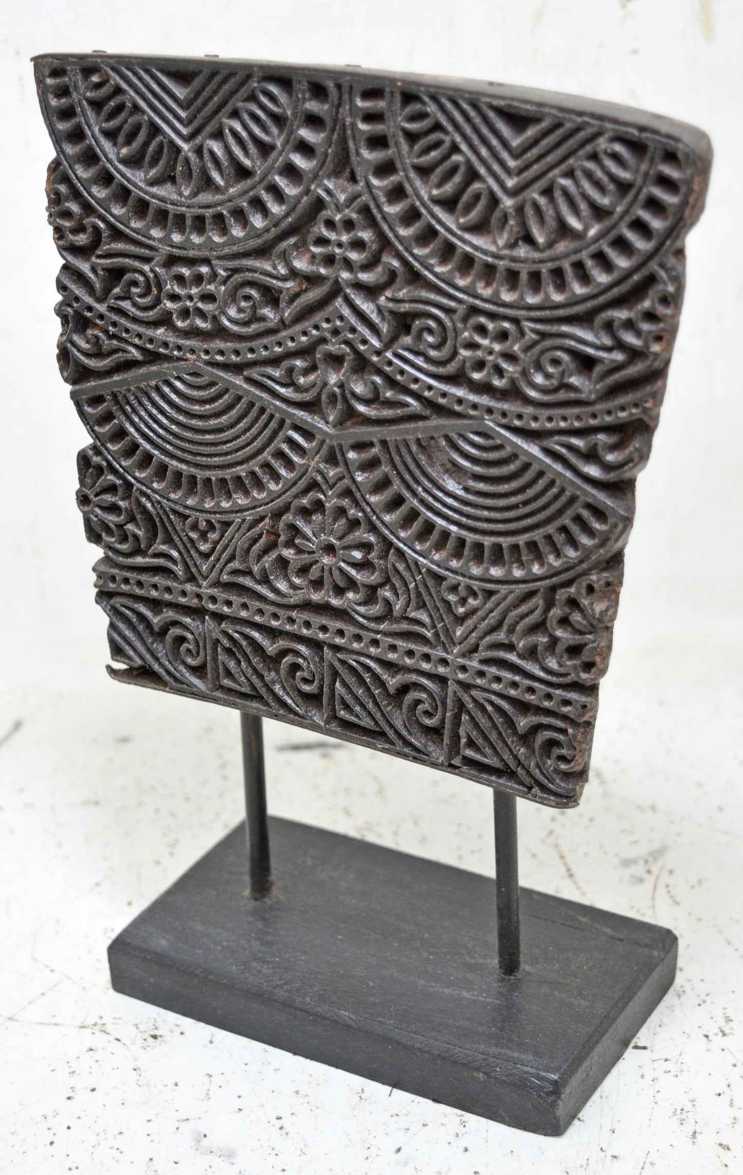 Antique Wooden Textile Printing Block Original Old Fine Floral Hand Carved