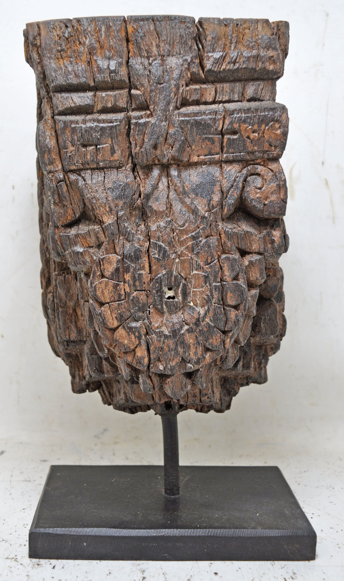 Antique Wooden Heavy Architectural Bracket on Stand Original Old Hand Carved