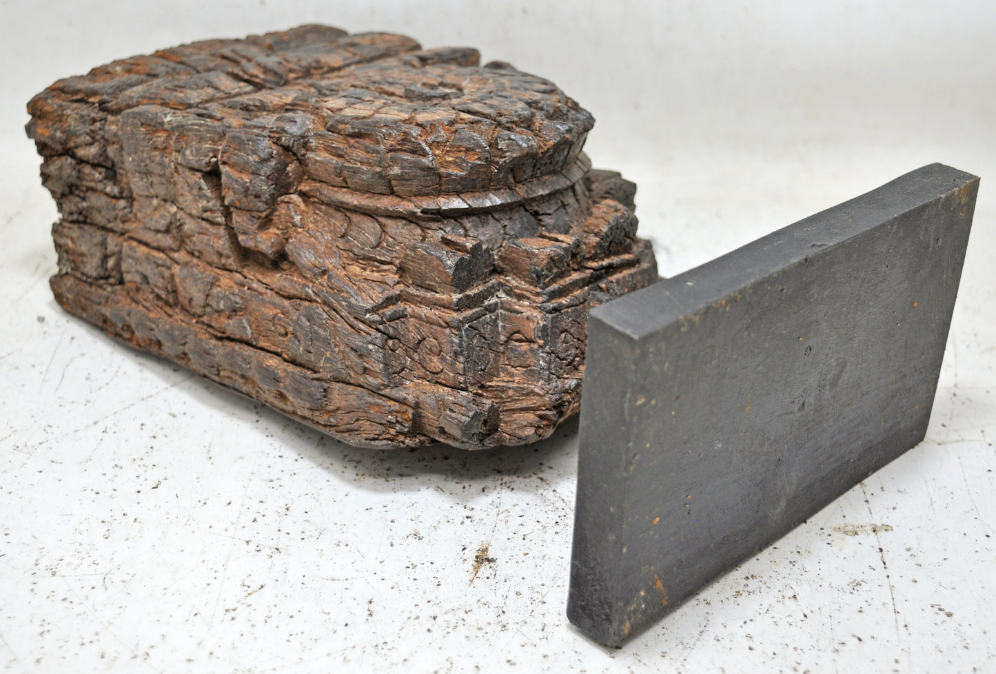 Antique Wooden Heavy Architectural Bracket on Stand Original Old Hand Carved