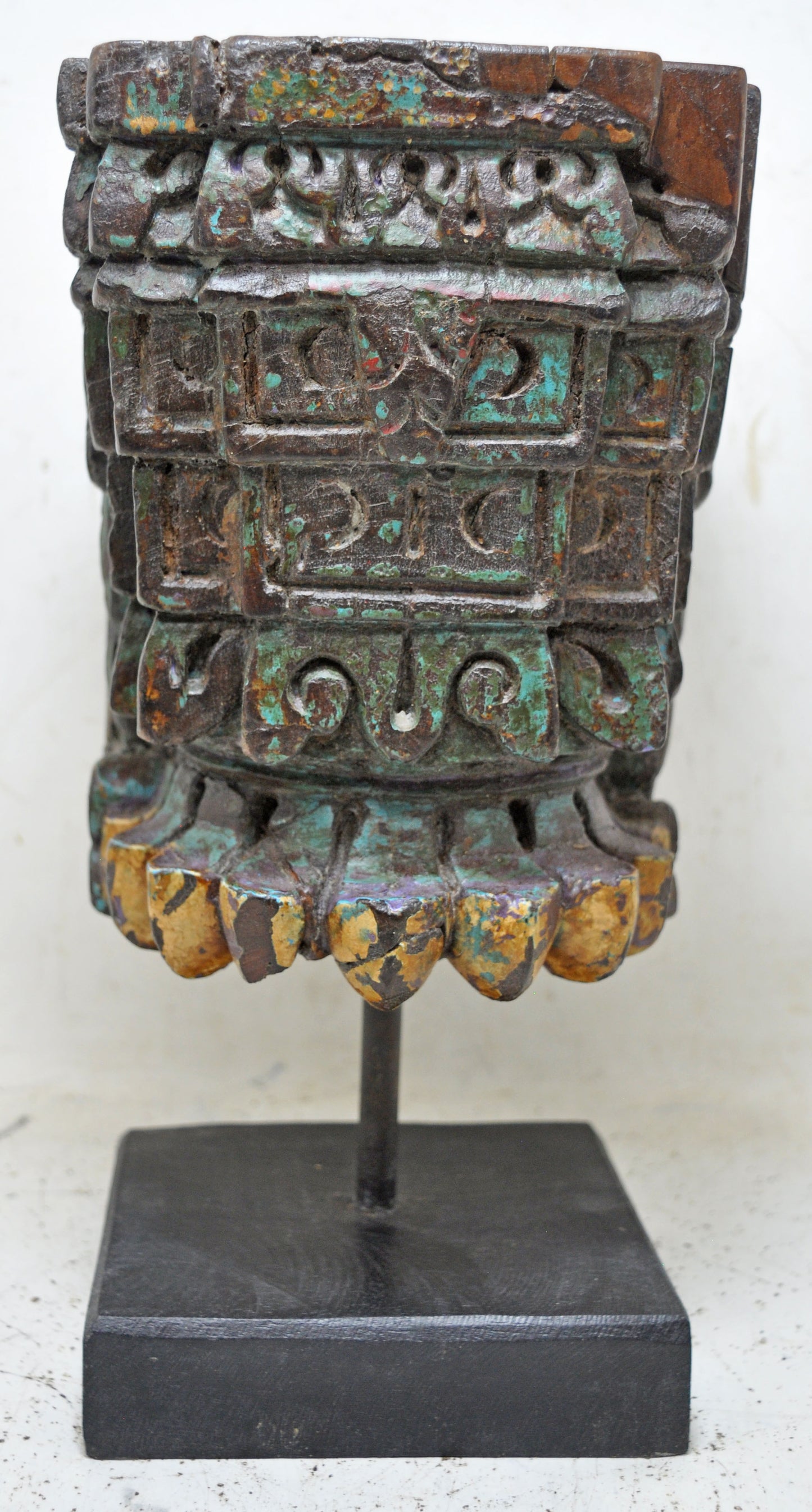 Antique Wooden Heavy Architectural Bracket on Stand Original Old Hand Carved