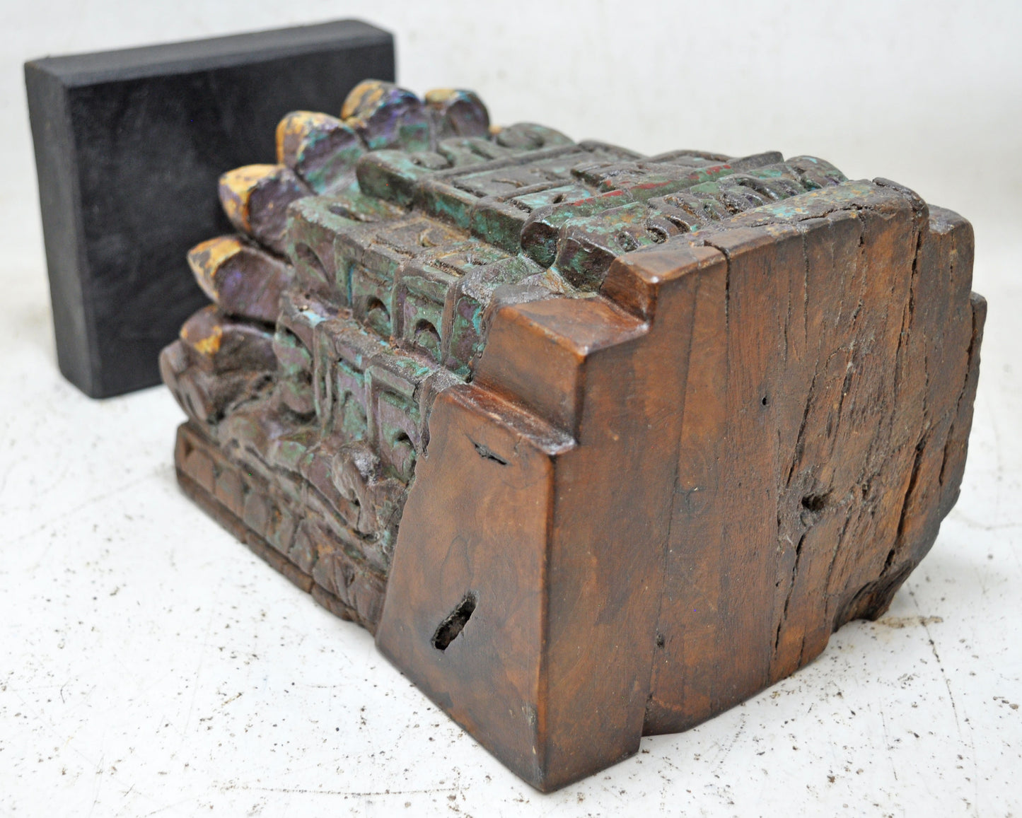 Antique Wooden Heavy Architectural Bracket on Stand Original Old Hand Carved