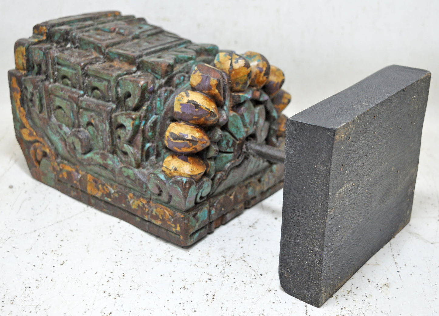 Antique Wooden Heavy Architectural Bracket on Stand Original Old Hand Carved