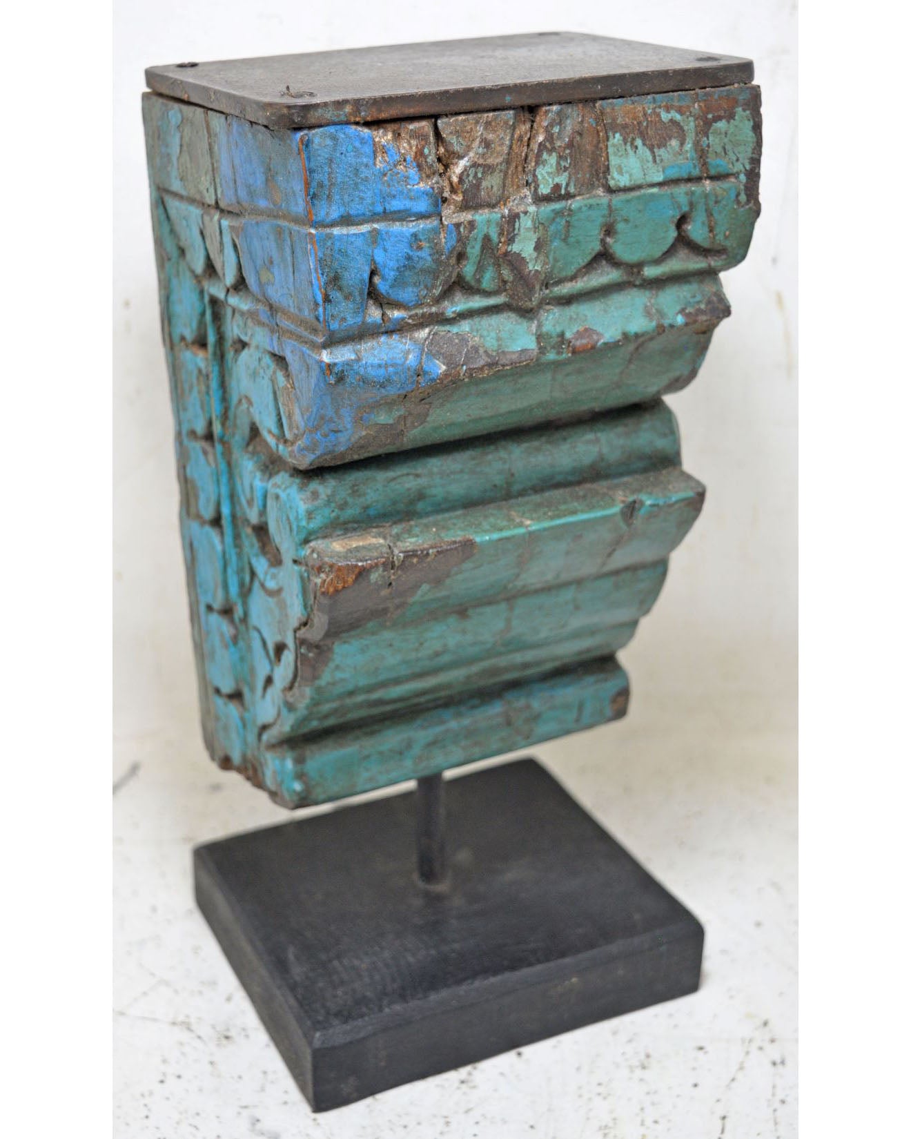 Antique Wooden Heavy Architectural Bracket on Stand Original Old Hand Carved