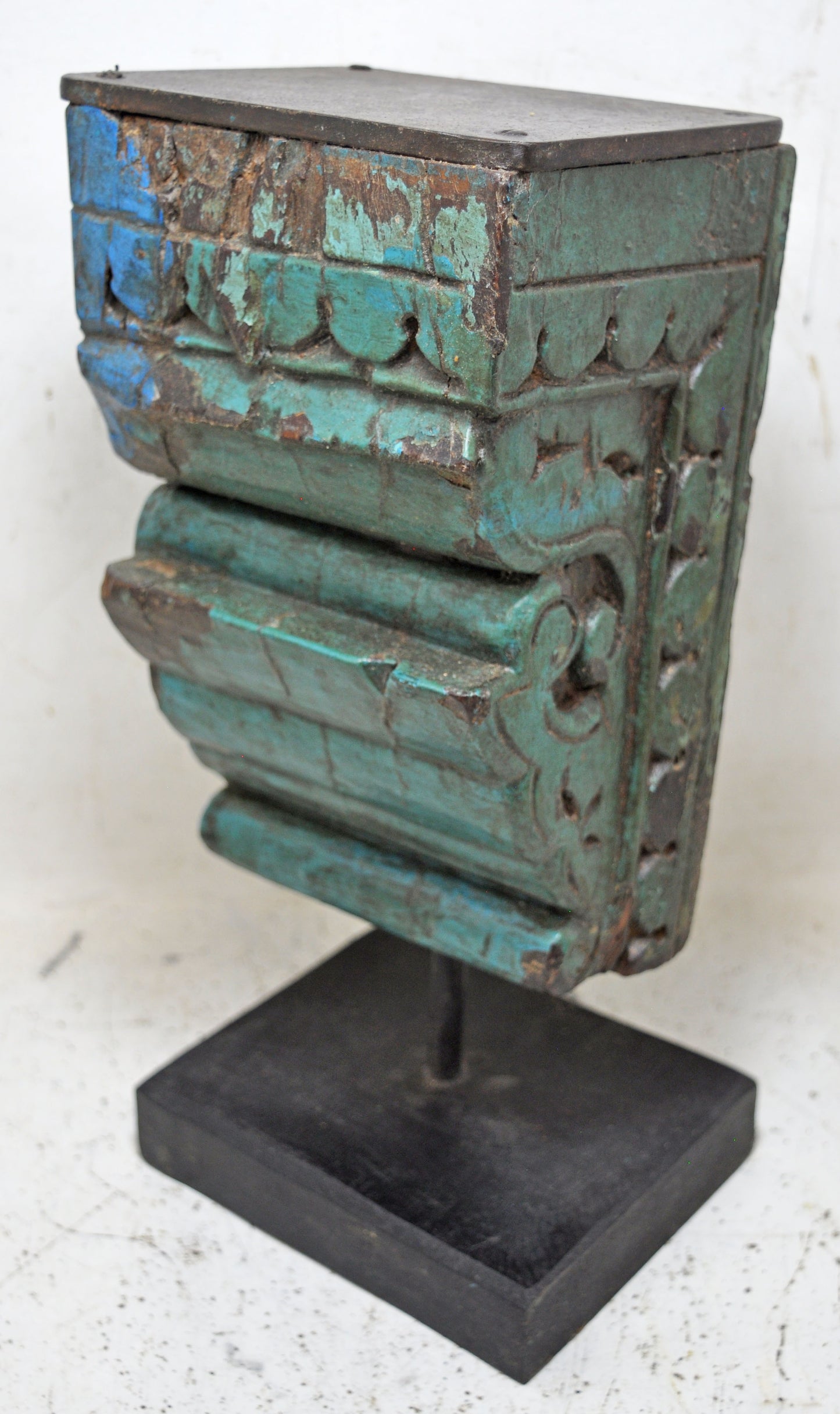 Antique Wooden Heavy Architectural Bracket on Stand Original Old Hand Carved