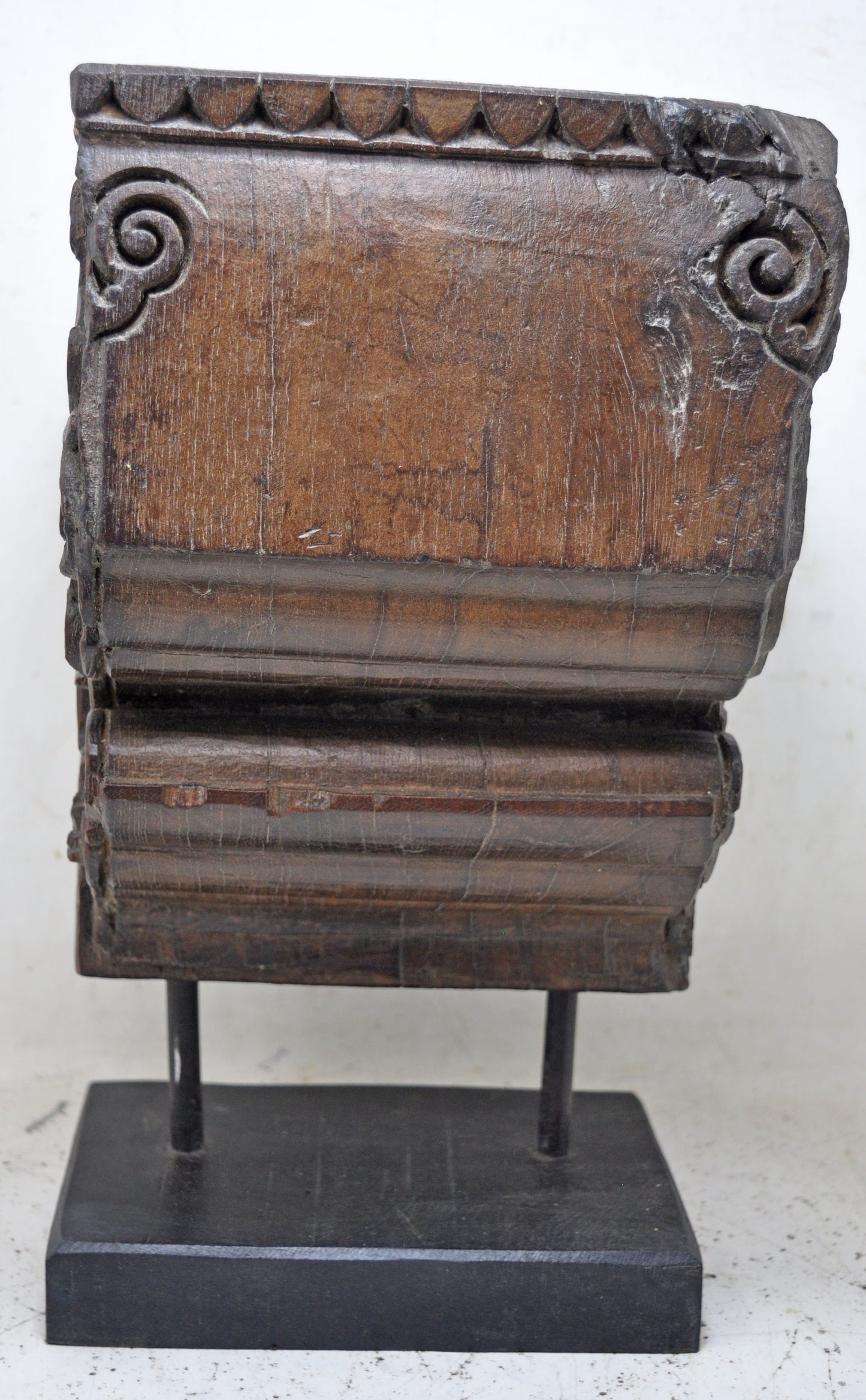 Antique Wooden Heavy Architectural Bracket on Stand Original Old Hand Carved