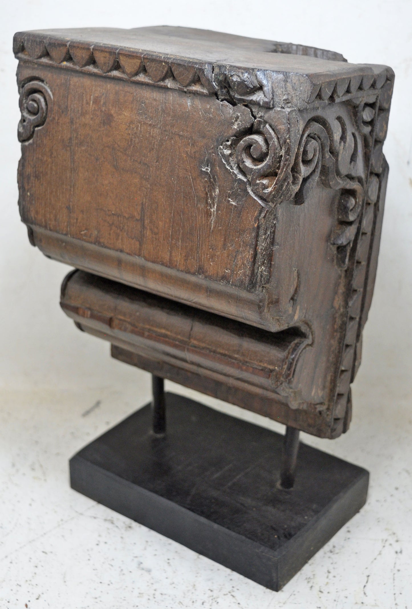 Antique Wooden Heavy Architectural Bracket on Stand Original Old Hand Carved