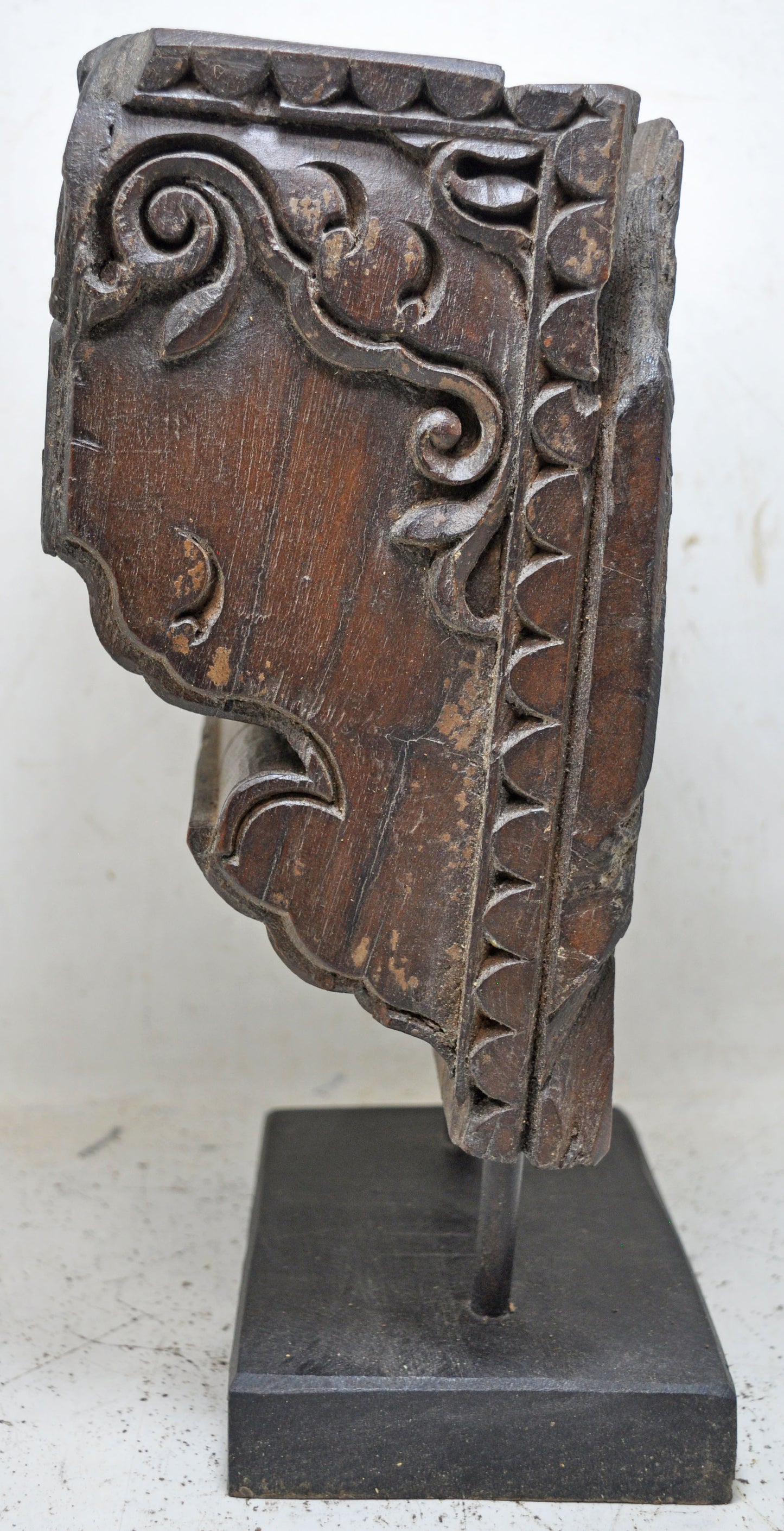 Antique Wooden Heavy Architectural Bracket on Stand Original Old Hand Carved
