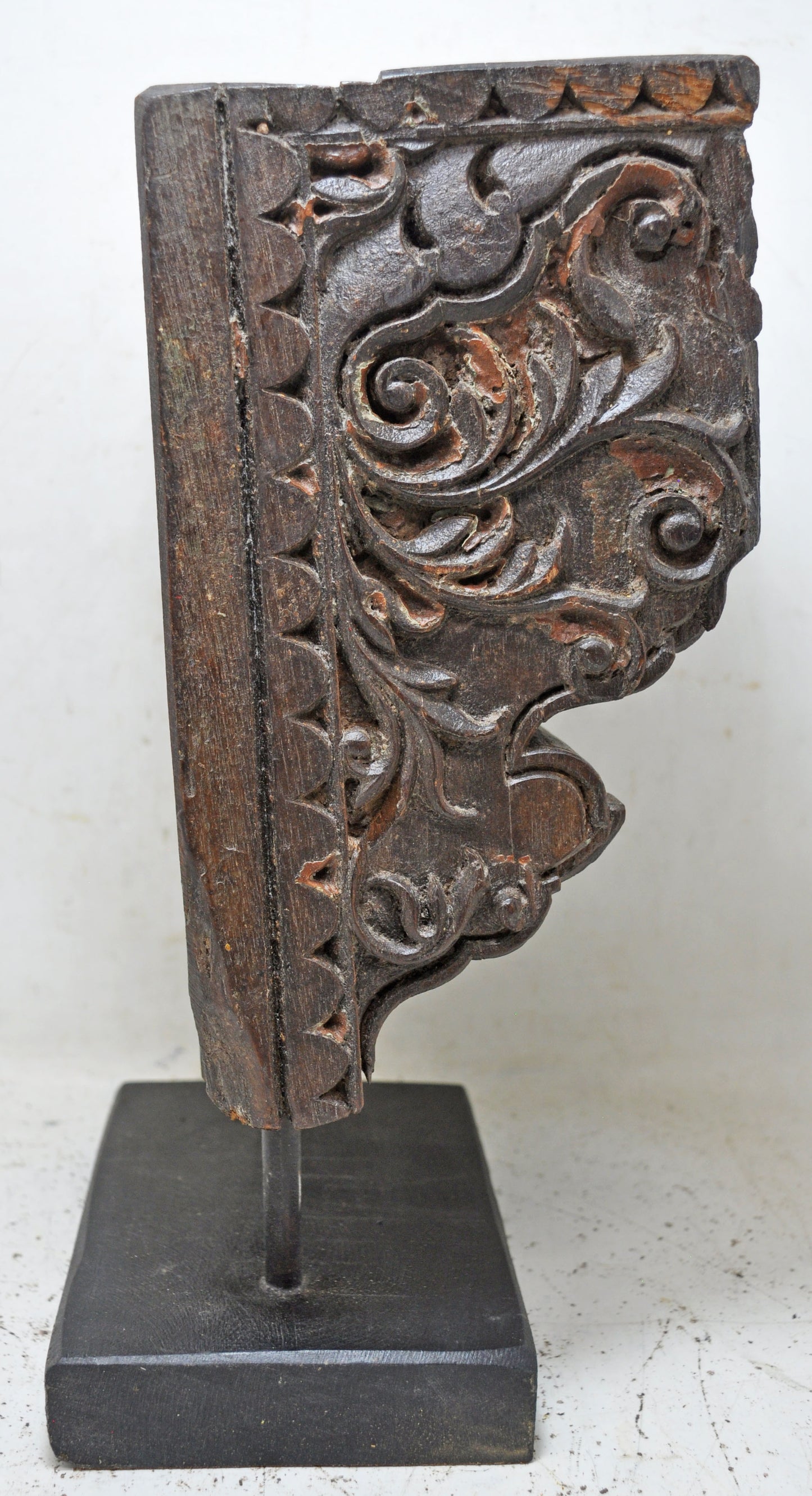 Antique Wooden Heavy Architectural Bracket on Stand Original Old Hand Carved