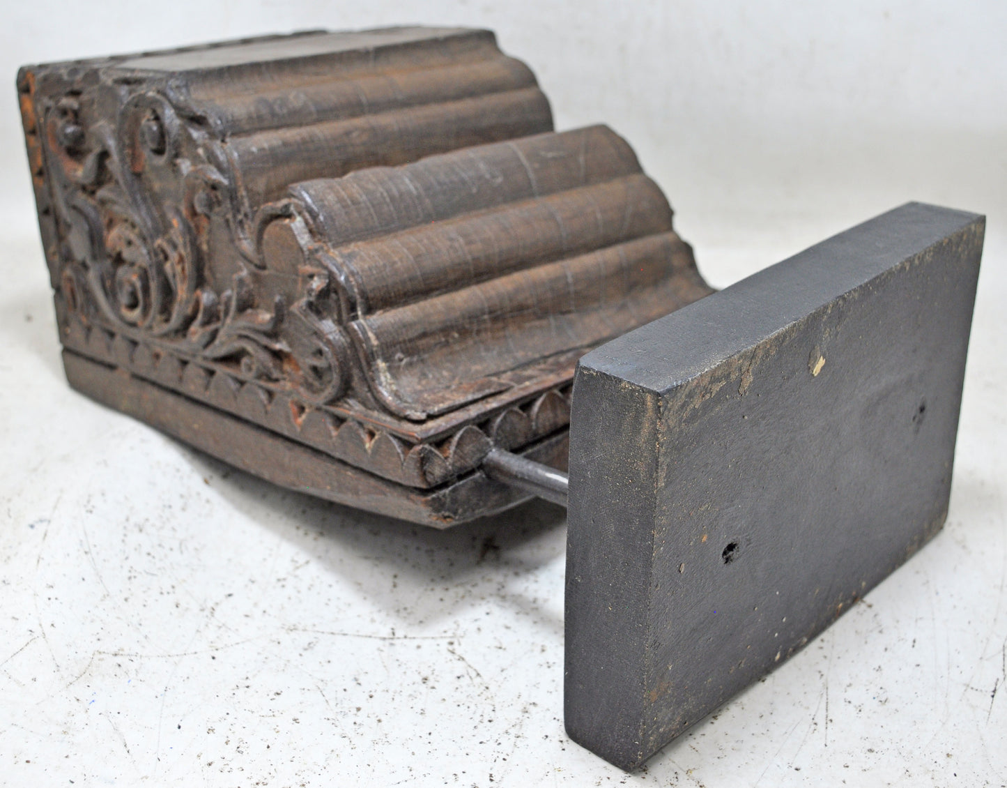 Antique Wooden Heavy Architectural Bracket on Stand Original Old Hand Carved