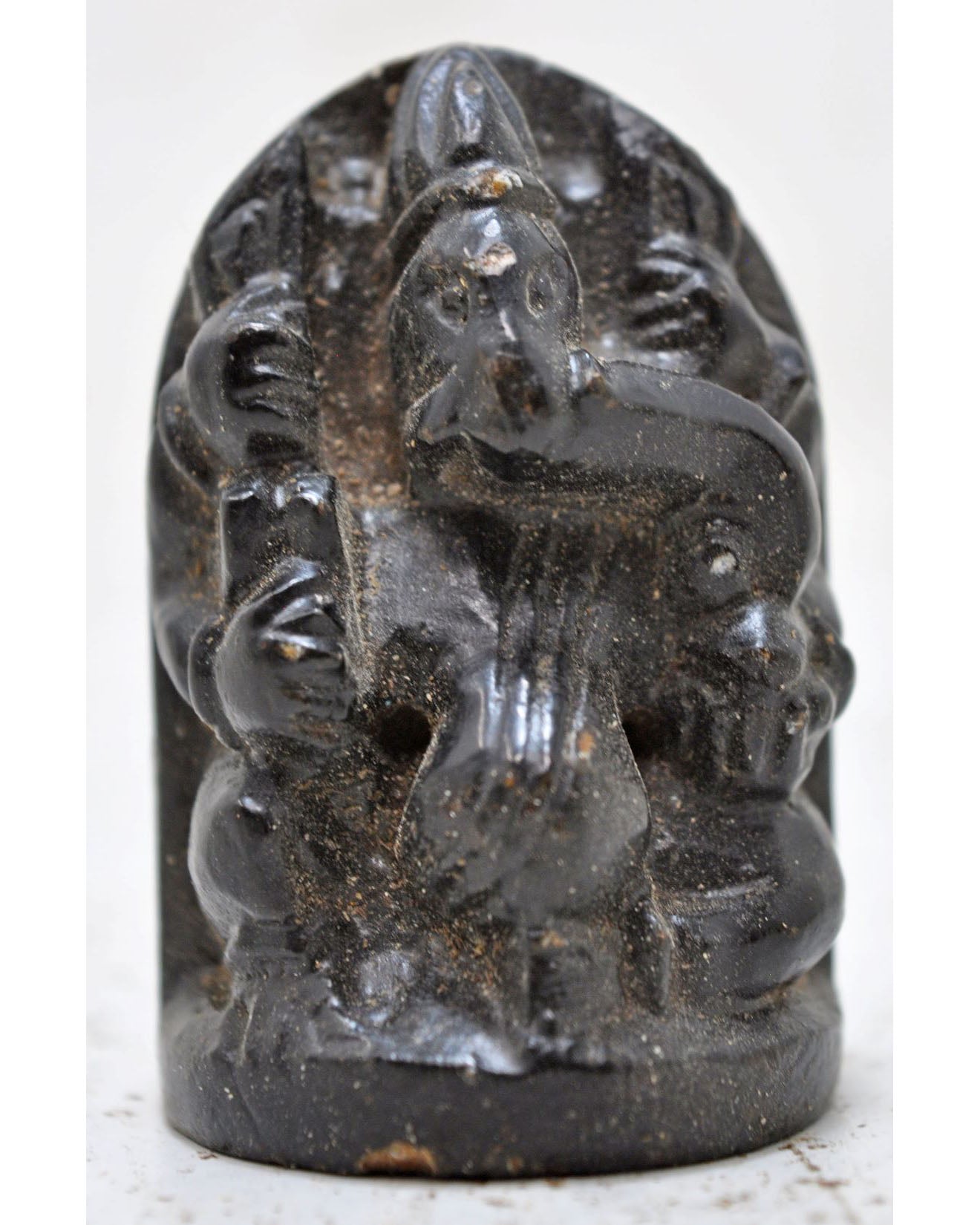 Antique Black Stone God Ganesha Idol Figurine Original Old Very Fine Hand Carved