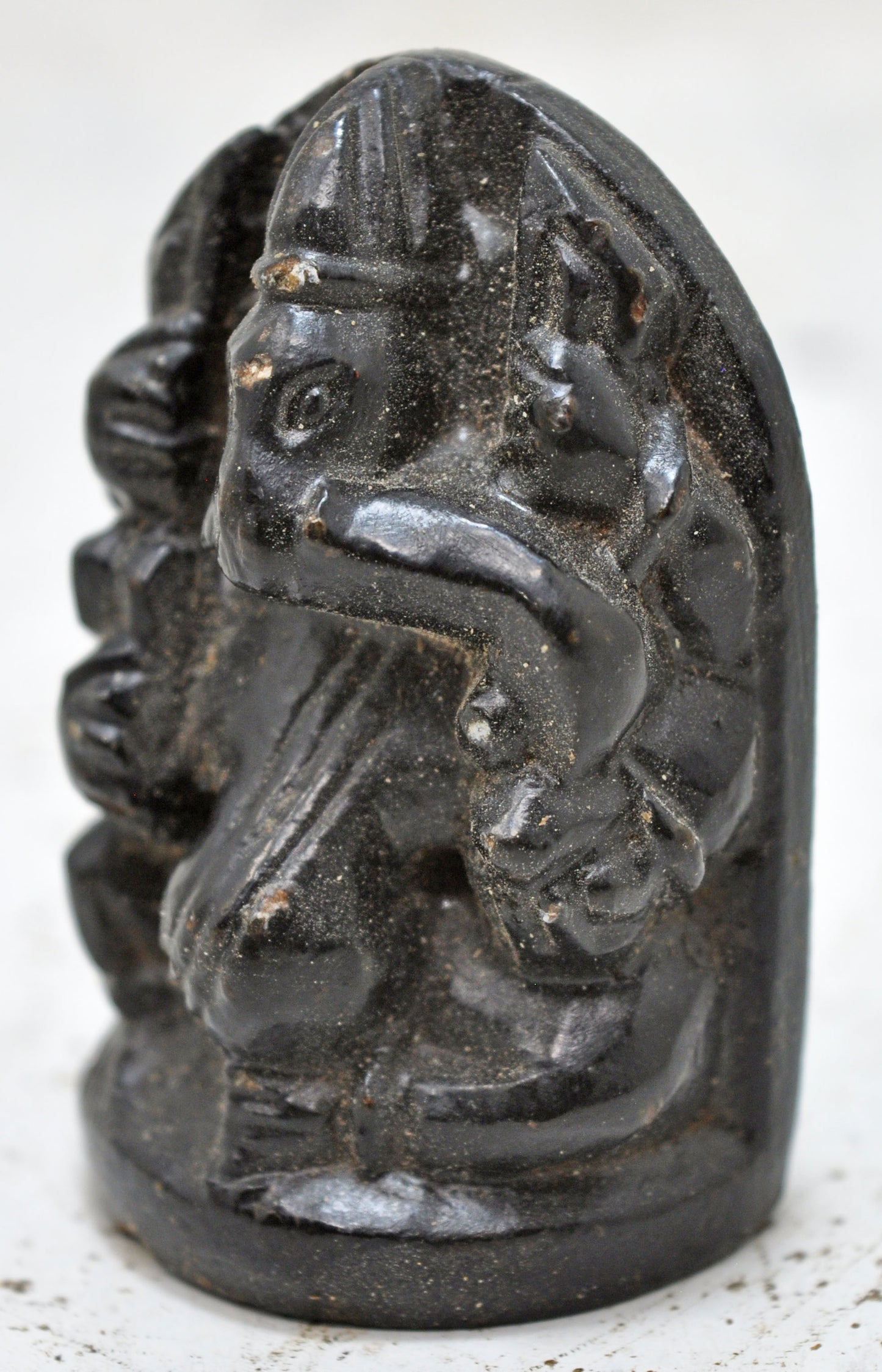 Antique Black Stone God Ganesha Idol Figurine Original Old Very Fine Hand Carved