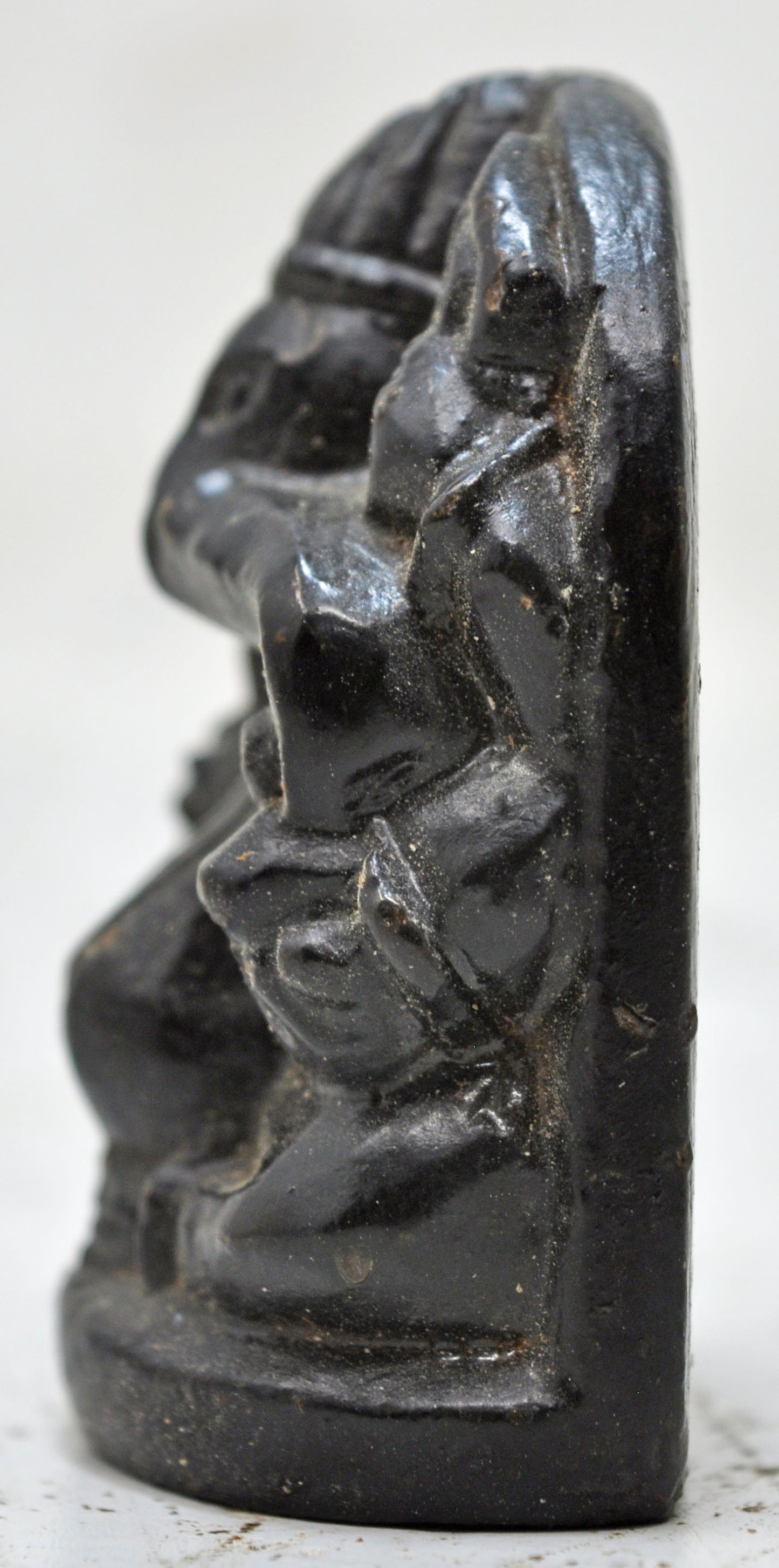 Antique Black Stone God Ganesha Idol Figurine Original Old Very Fine Hand Carved
