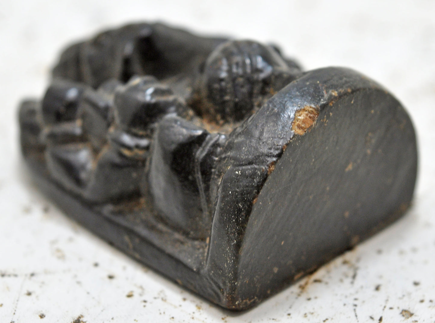 Antique Black Stone God Ganesha Idol Figurine Original Old Very Fine Hand Carved