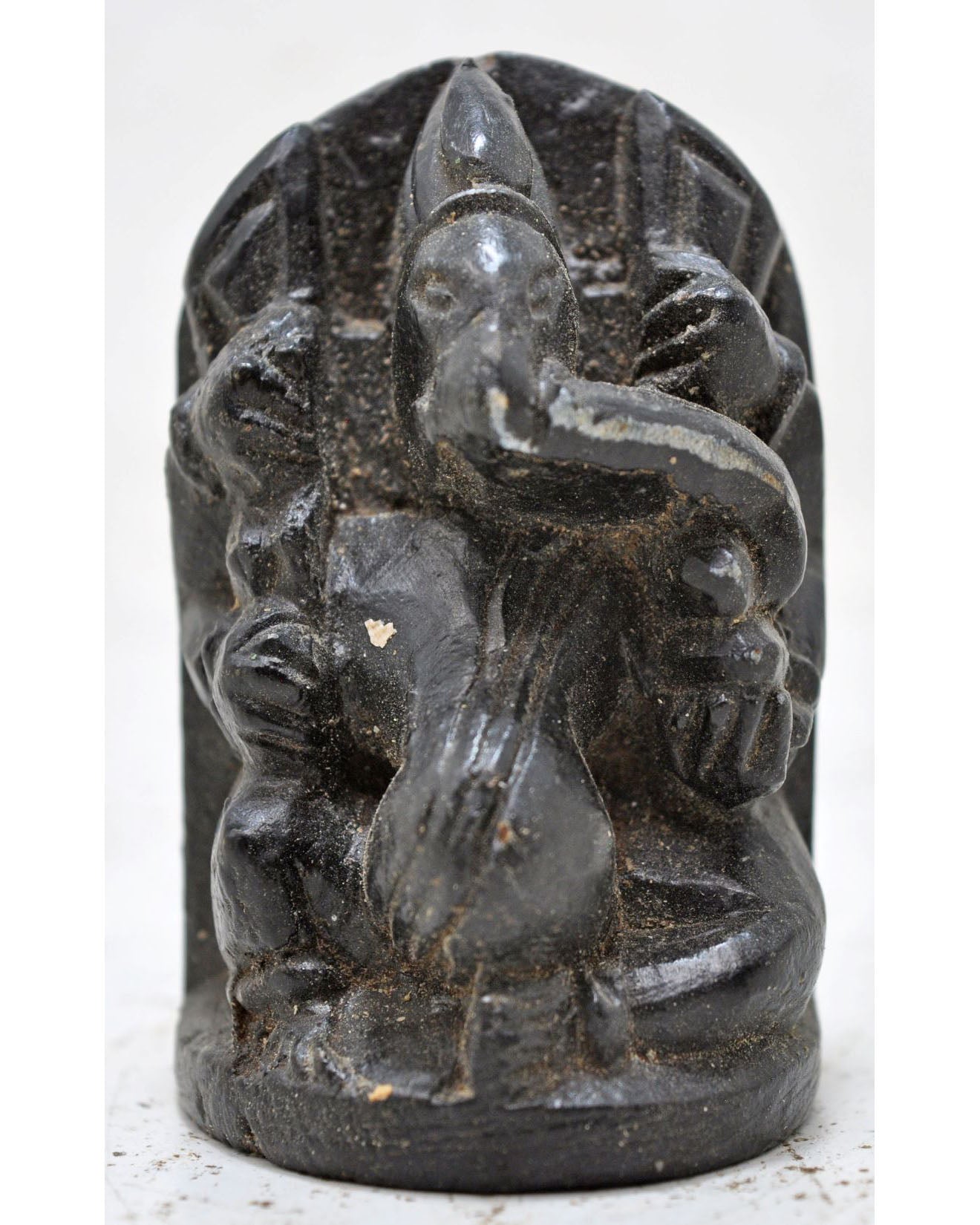 Antique Black Stone God Ganesha Idol Figurine Original Old Very Fine Hand Carved