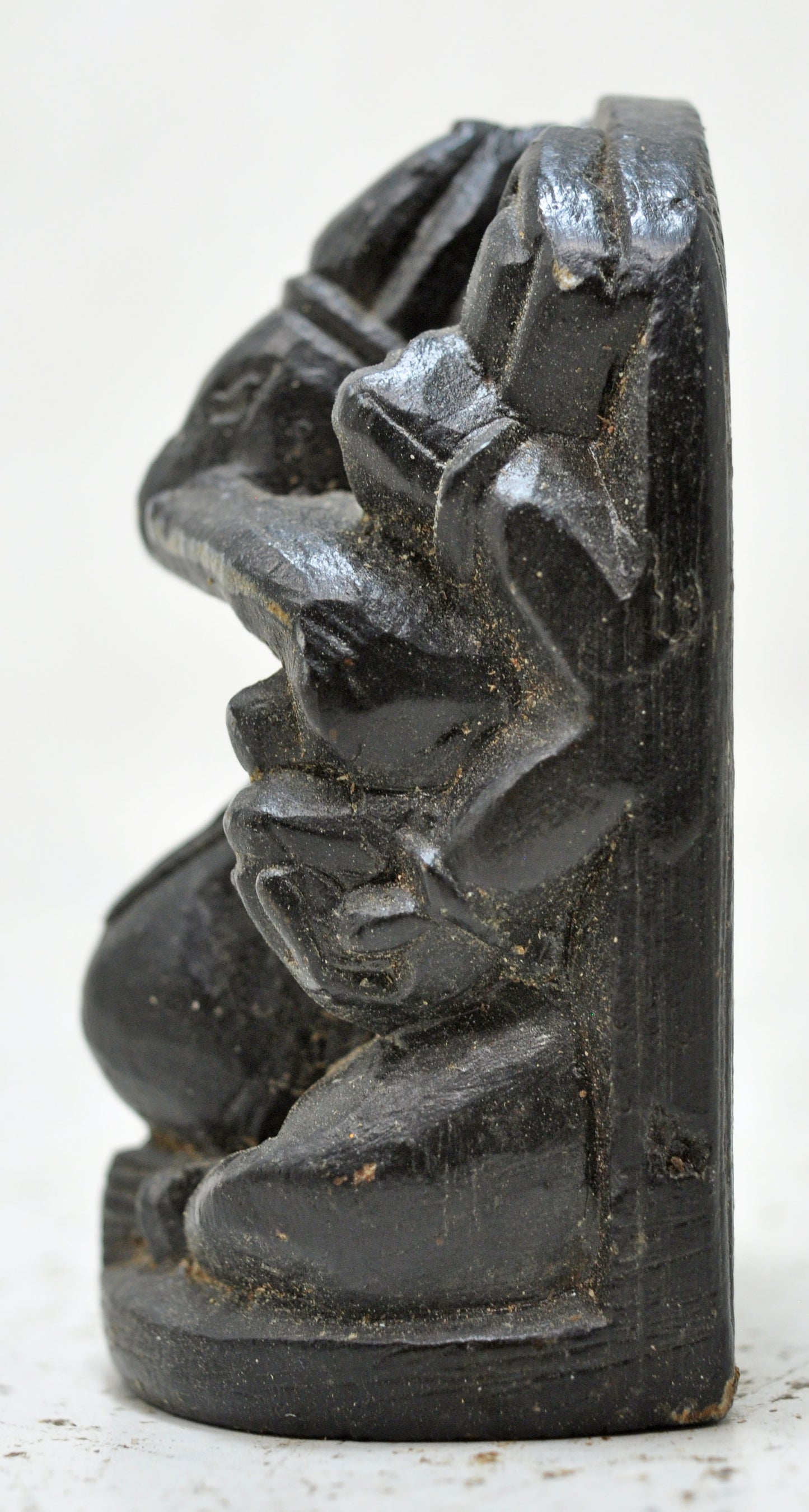 Antique Black Stone God Ganesha Idol Figurine Original Old Very Fine Hand Carved