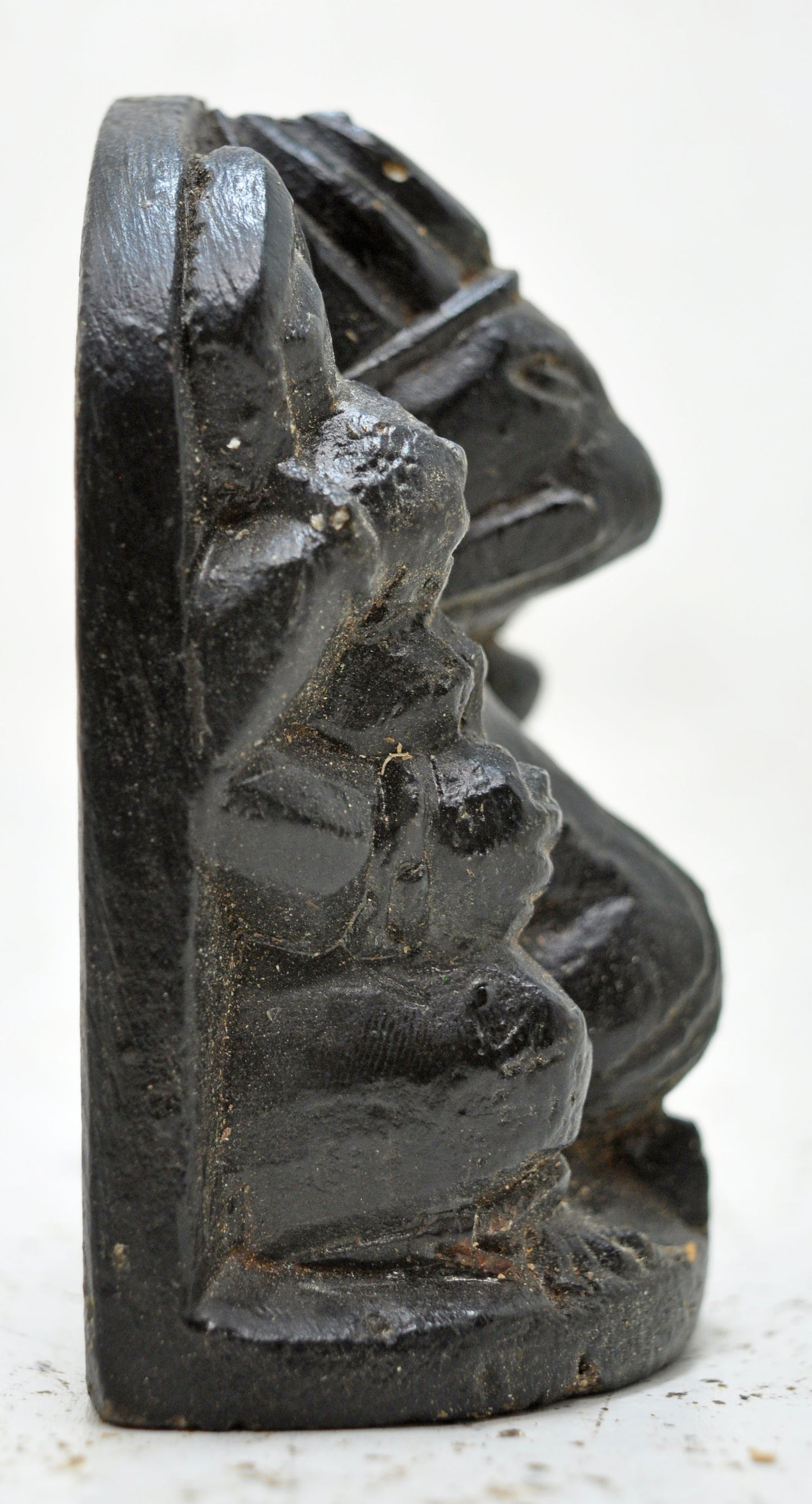 Antique Black Stone God Ganesha Idol Figurine Original Old Very Fine Hand Carved