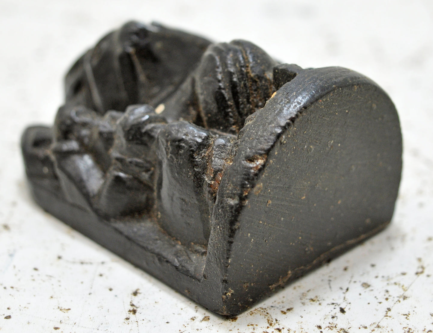 Antique Black Stone God Ganesha Idol Figurine Original Old Very Fine Hand Carved