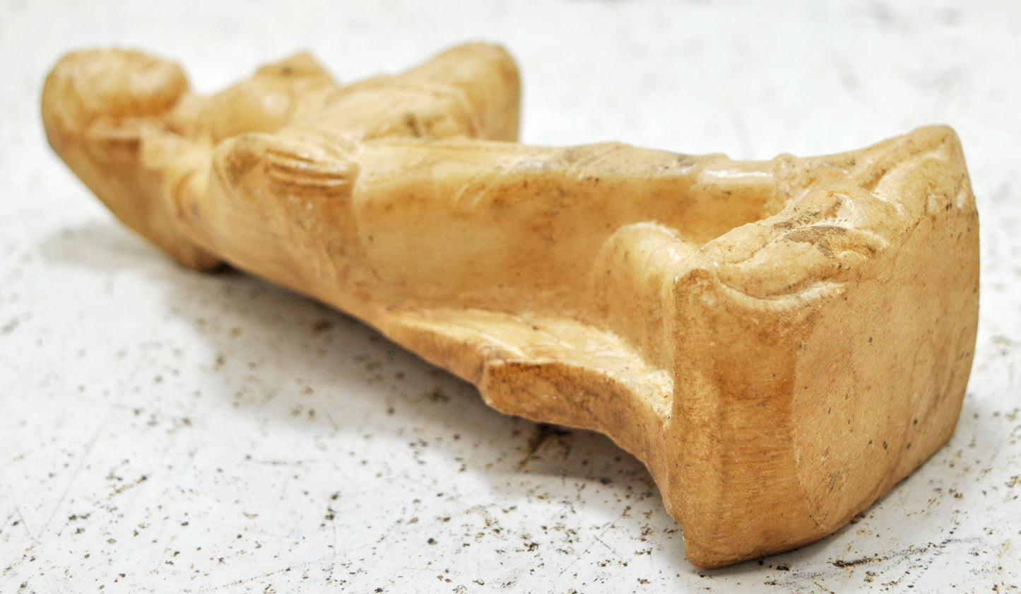 Antique White Marble Lady Apsara Musician Figurine Original Old Very Fine Hand Carved