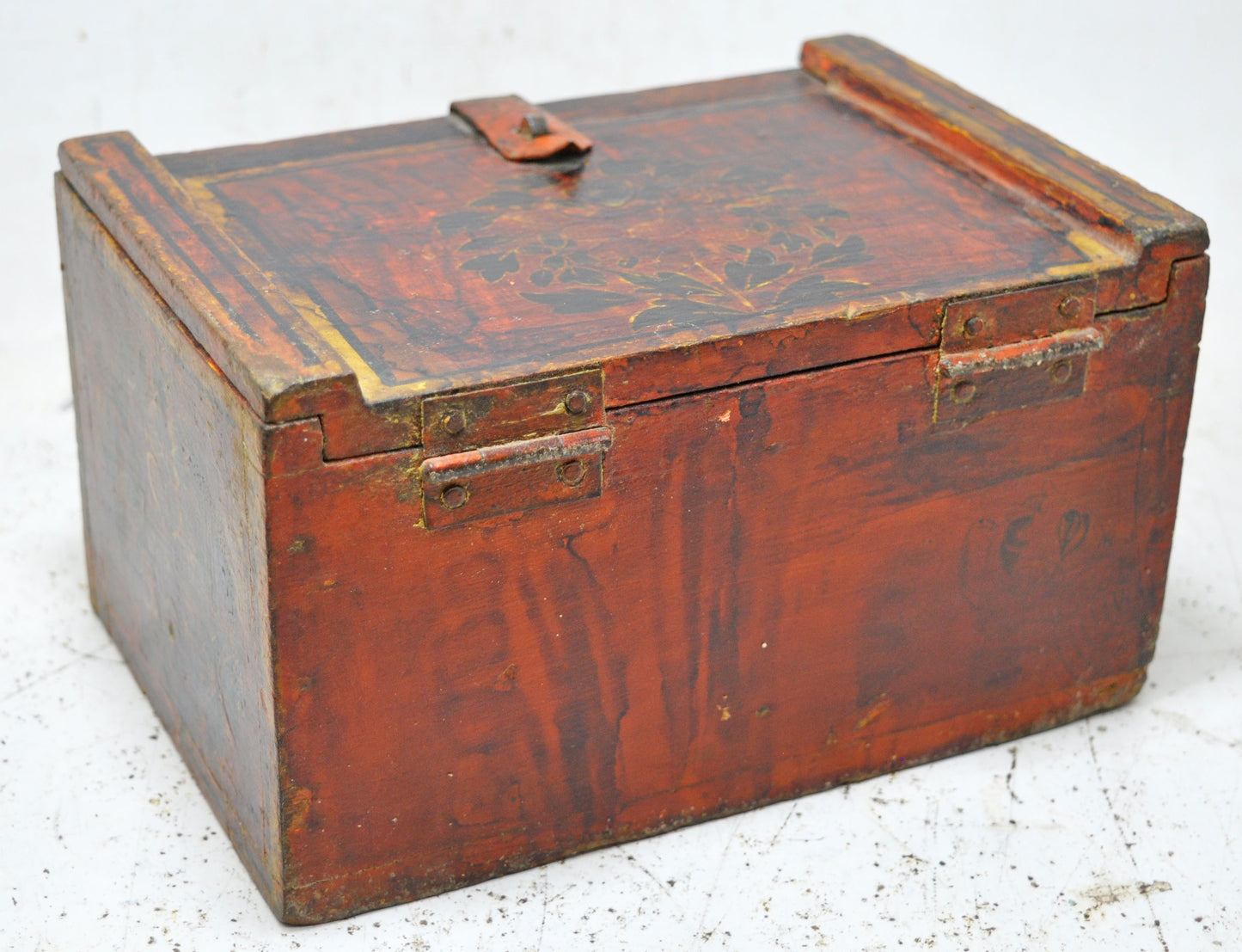 Antique Wooden Jewellery Drawers Box Original Old Hand Crafted Fine Painted