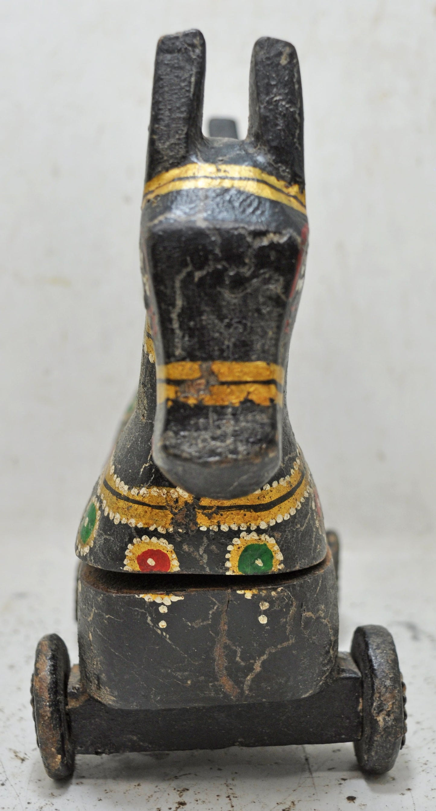 Hand Carved Wooden Horse on Wheels Figurine Spice Box Fine Hand Painted