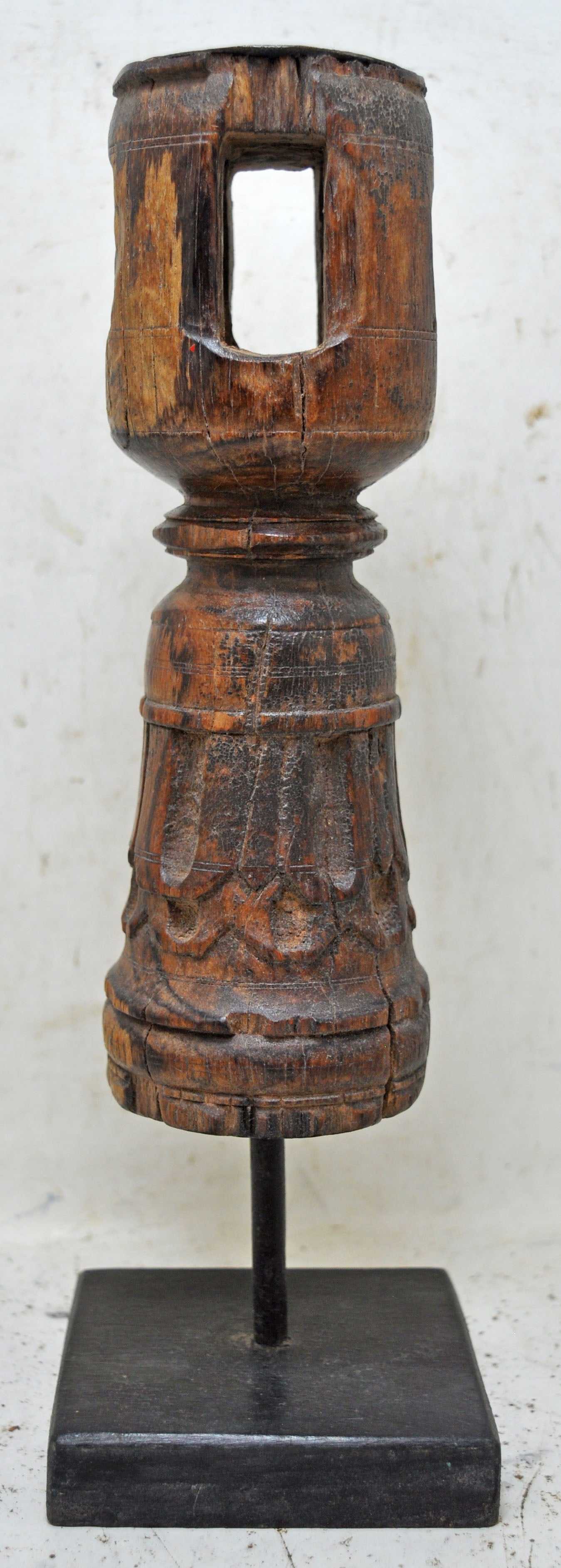 Antique Wooden Paga Leg Candle Holder Stand Original Old Hand Carved