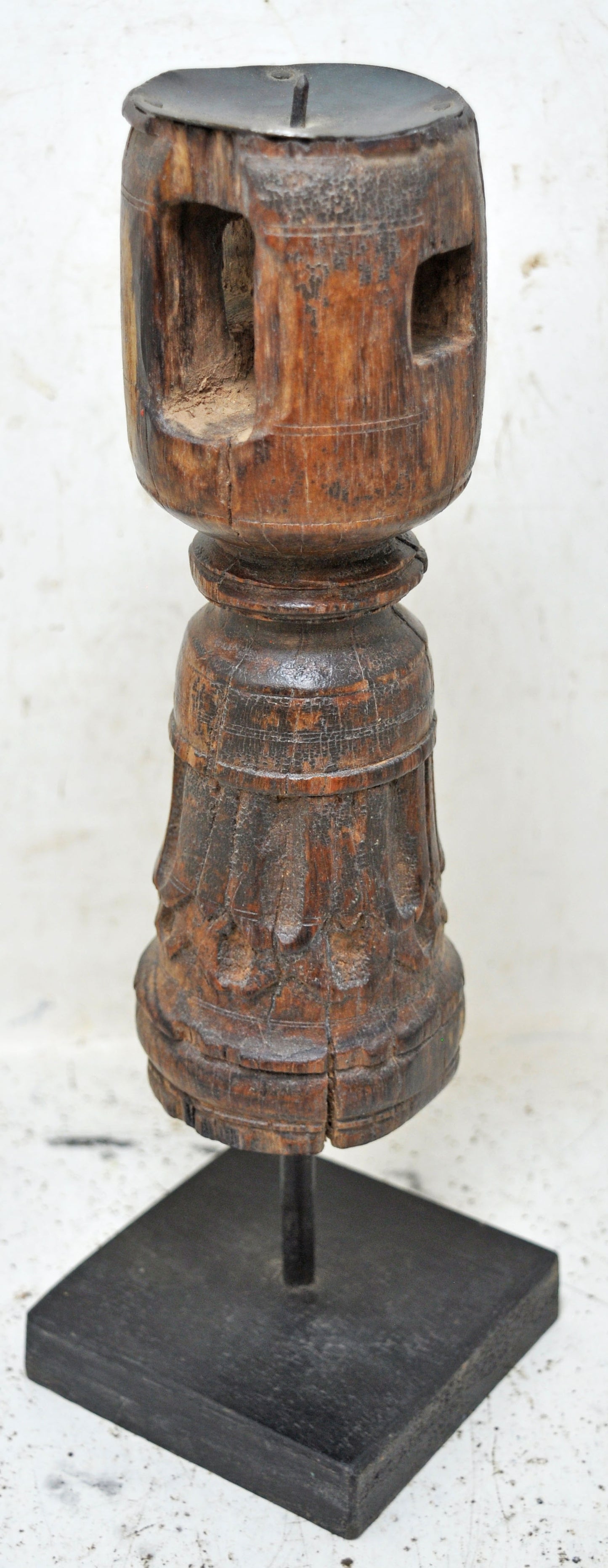 Antique Wooden Paga Leg Candle Holder Stand Original Old Hand Carved
