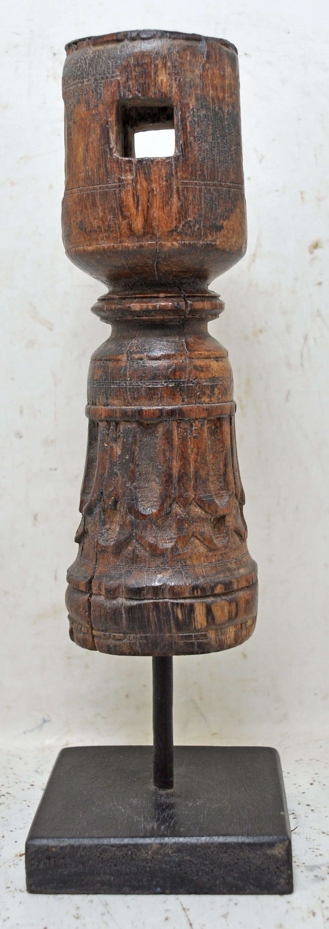 Antique Wooden Paga Leg Candle Holder Stand Original Old Hand Carved