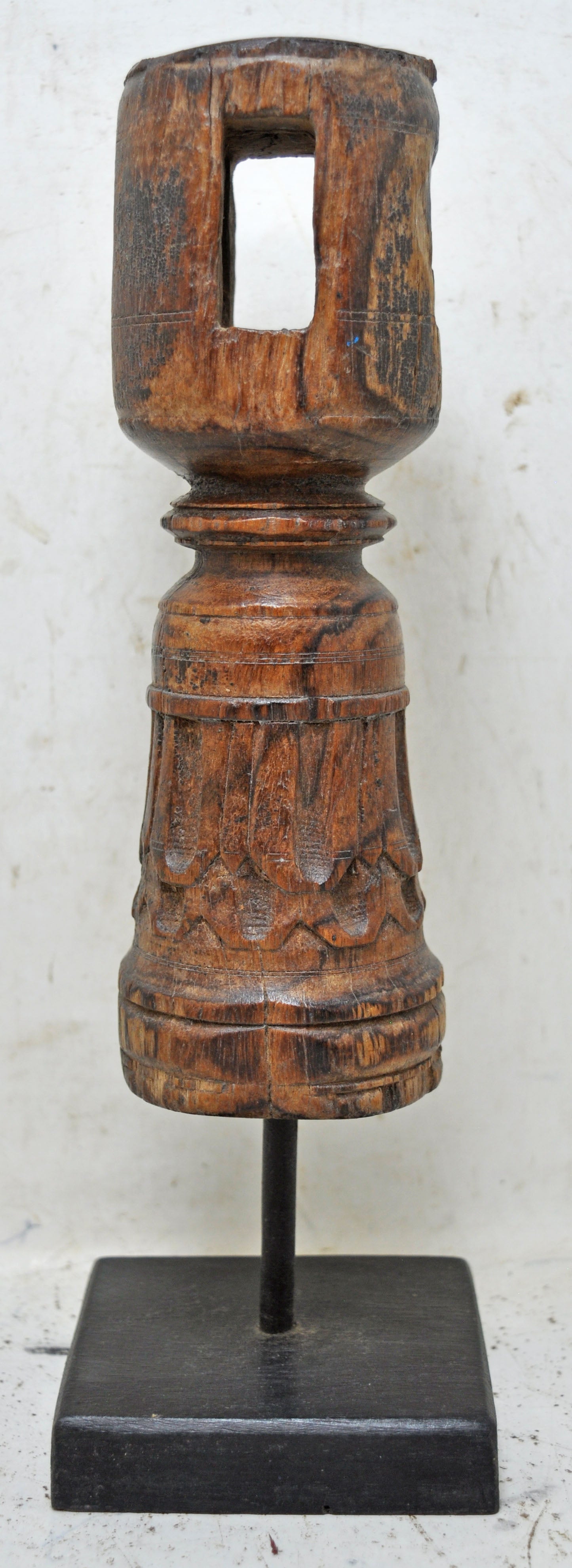 Antique Wooden Paga Leg Candle Holder Stand Original Old Hand Carved