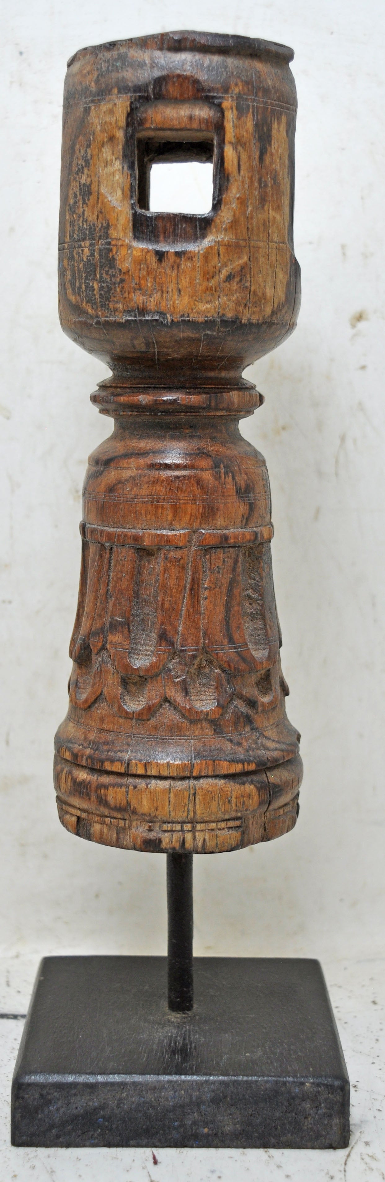 Antique Wooden Paga Leg Candle Holder Stand Original Old Hand Carved
