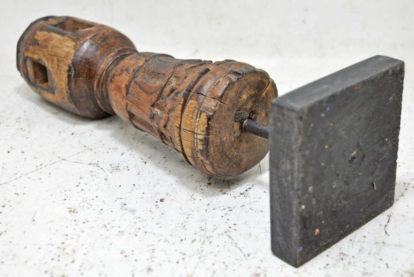 Antique Wooden Paga Leg Candle Holder Stand Original Old Hand Carved