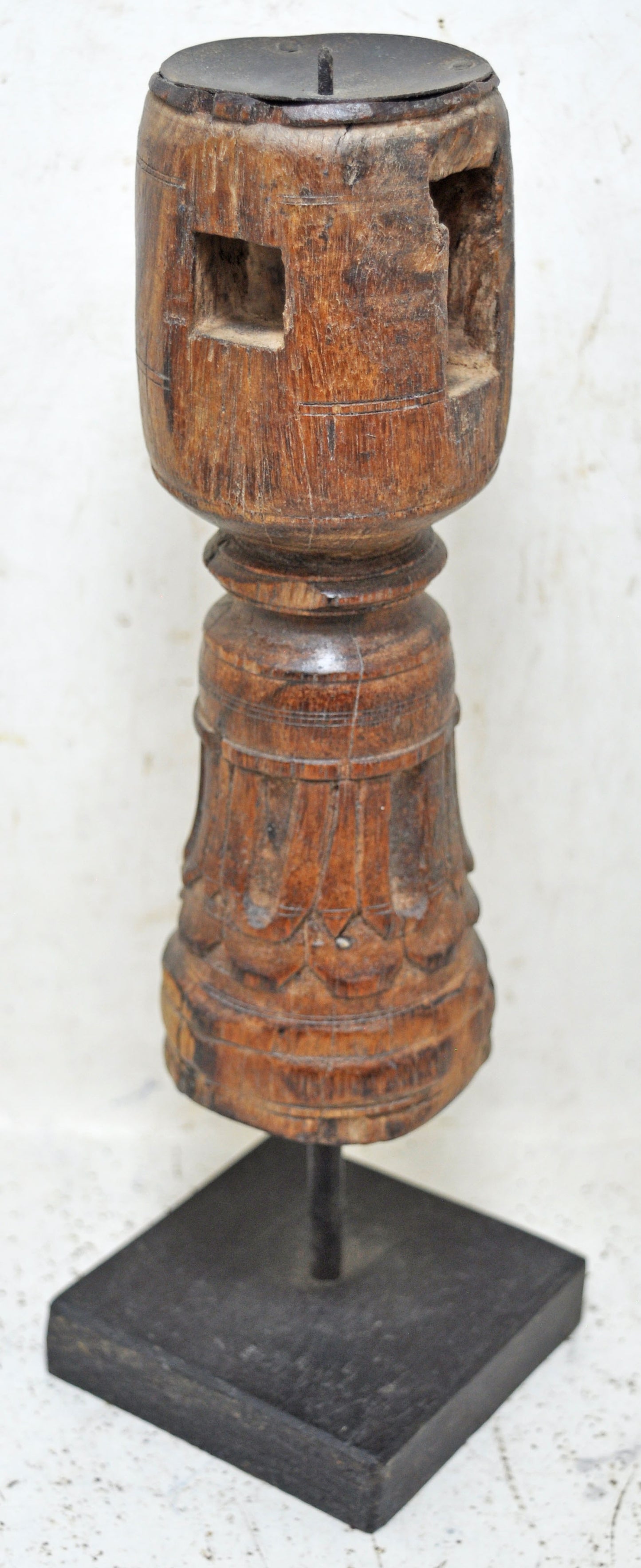 Antique Wooden Paga Leg Candle Holder Stand Original Old Hand Carved