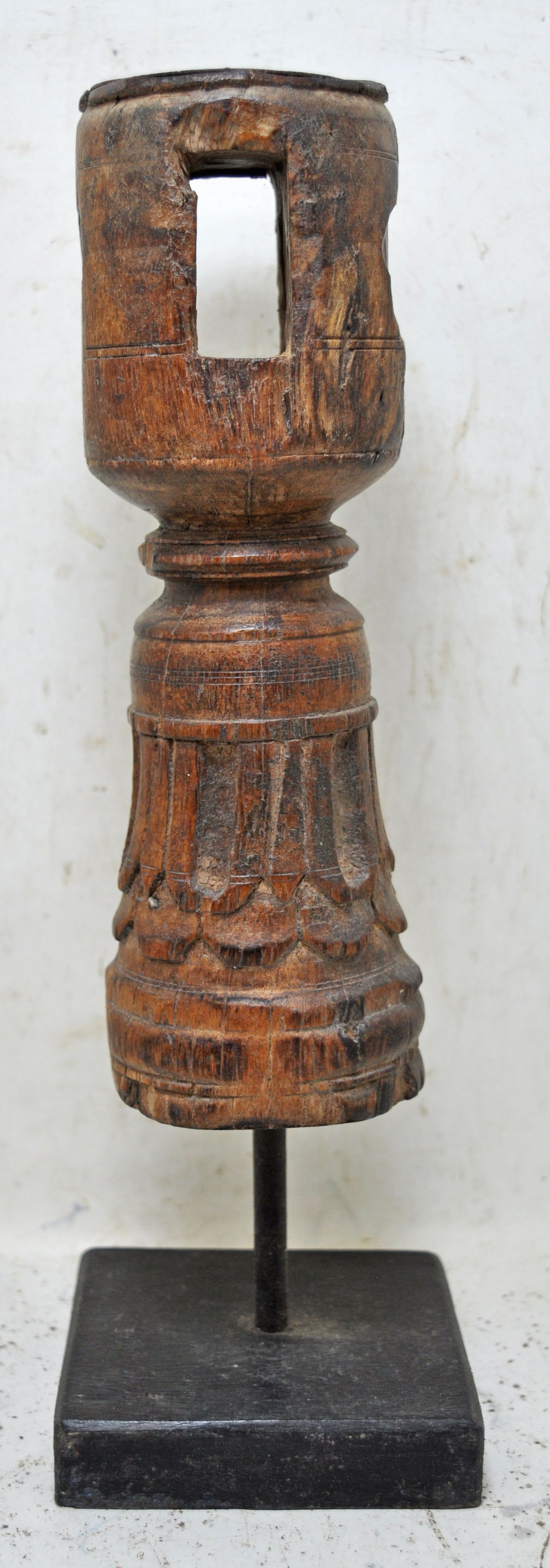 Antique Wooden Paga Leg Candle Holder Stand Original Old Hand Carved