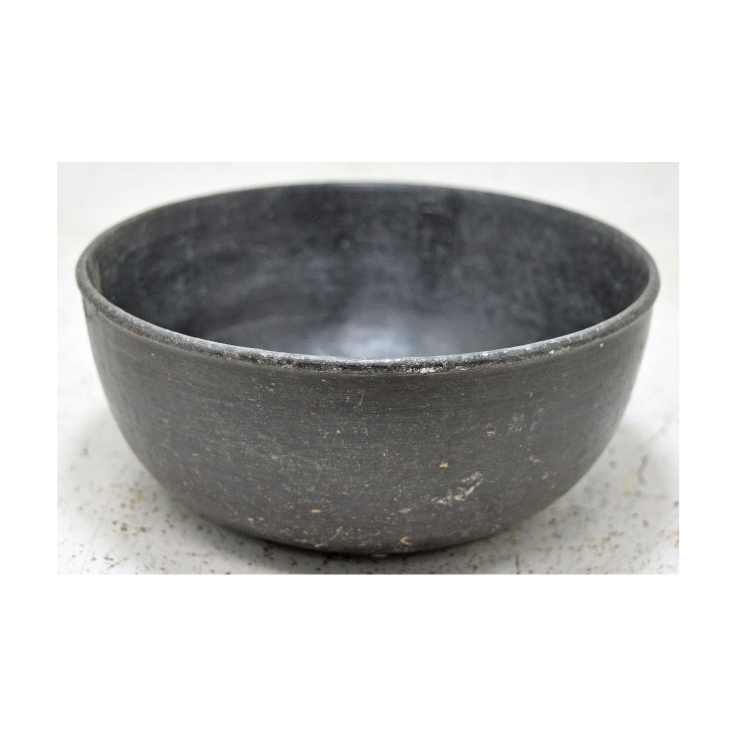Antique Fine Large Black Stone Round Curry Bowl Original Old Fine Hand Carved