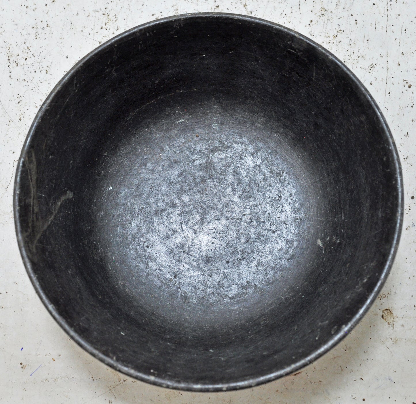 Antique Fine Large Black Stone Round Curry Bowl Original Old Fine Hand Carved