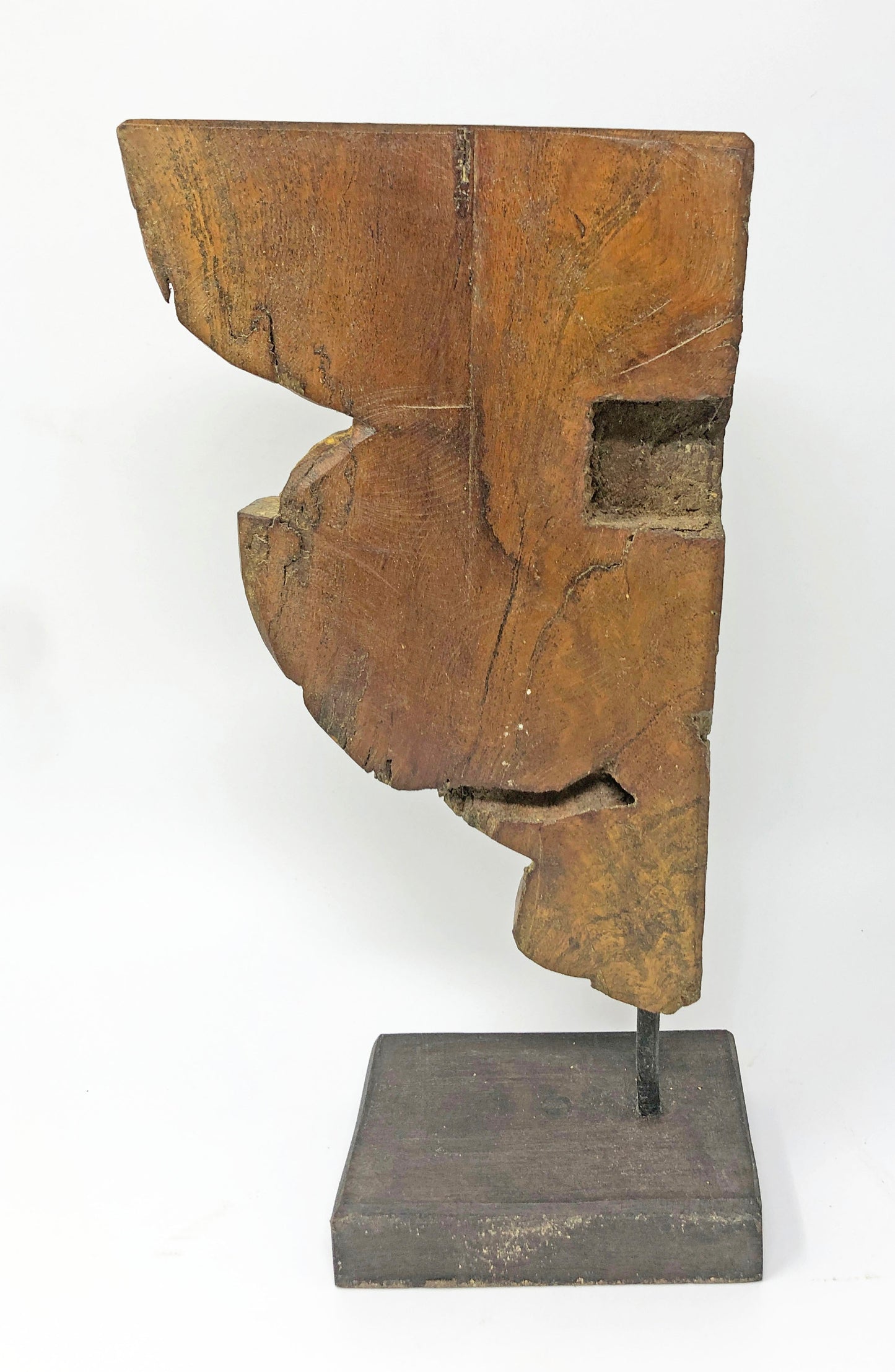 Antique Wooden Carving Bracket Panel on Stand Original Old Fine Hand Carved Polychrome