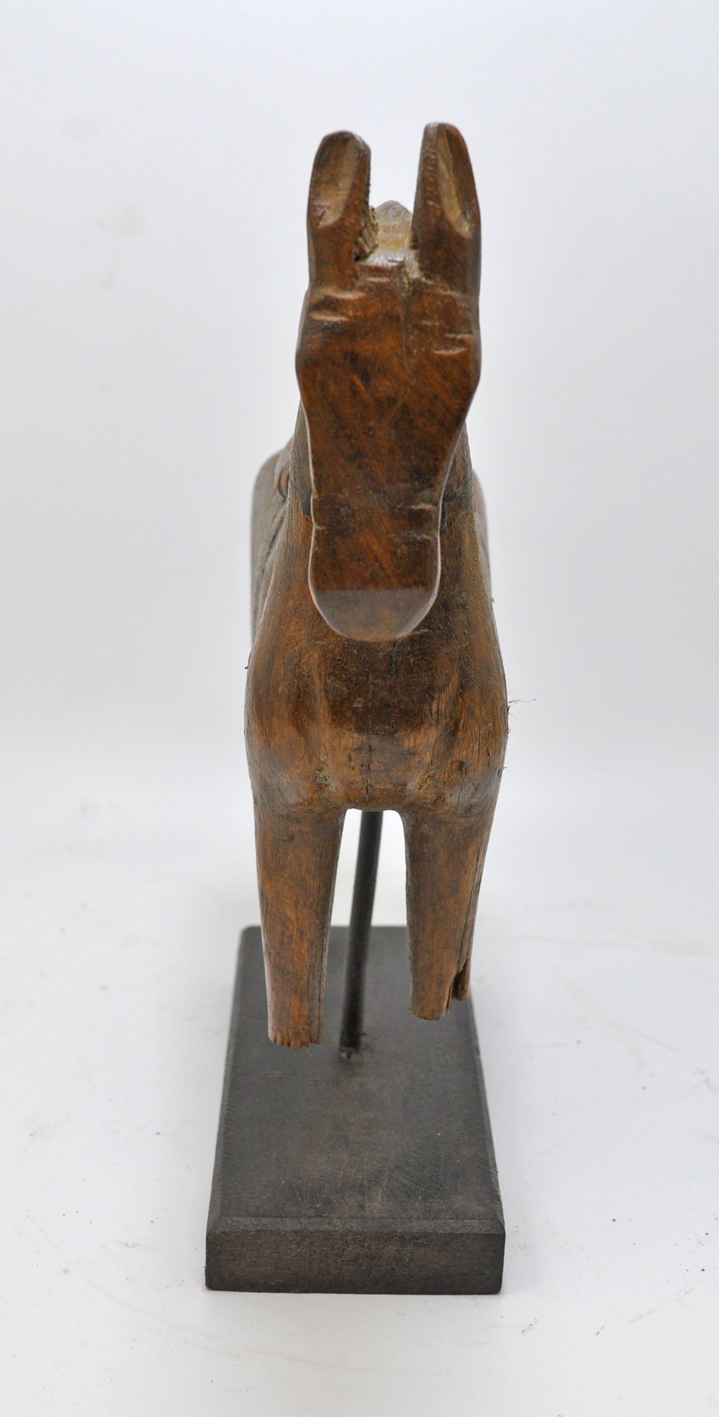 Vintage Wooden Horse Figurine on Stand Original Old Hand Carved
