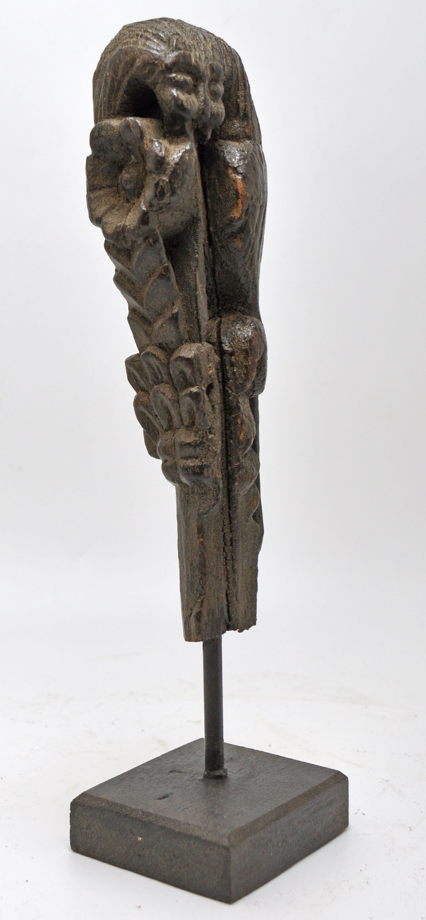 Antique Wooden Lion Figurine on Stand Original Old Very Fine Hand Carved