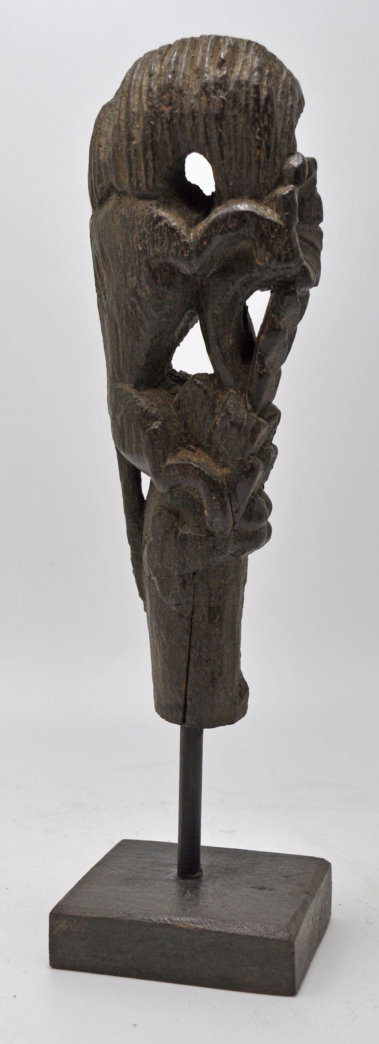 Antique Wooden Lion Figurine on Stand Original Old Very Fine Hand Carved