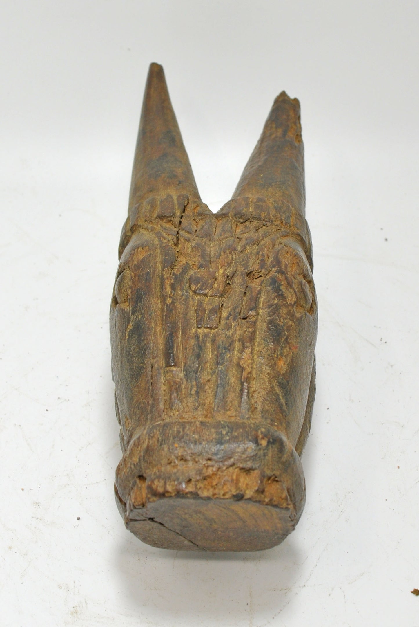 Antique Wooden Wall Hanging Cow Bull Head Bust Figurine Original Old Hand Carved